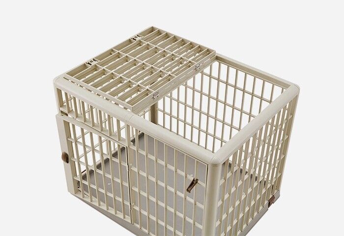 Plastic Dog House Size L Beige Pet Crate 974 x 674 x 740 mm Beige - Image 3