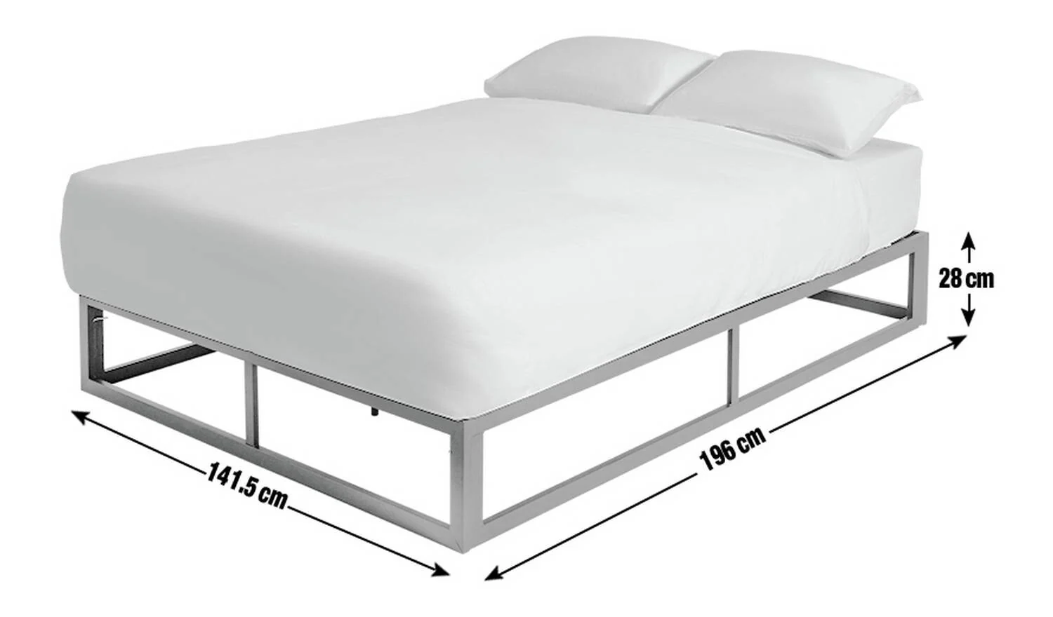 Platform Double Metal Bed Frame White Durable and Stylish Bedroom Furniture - Image 2