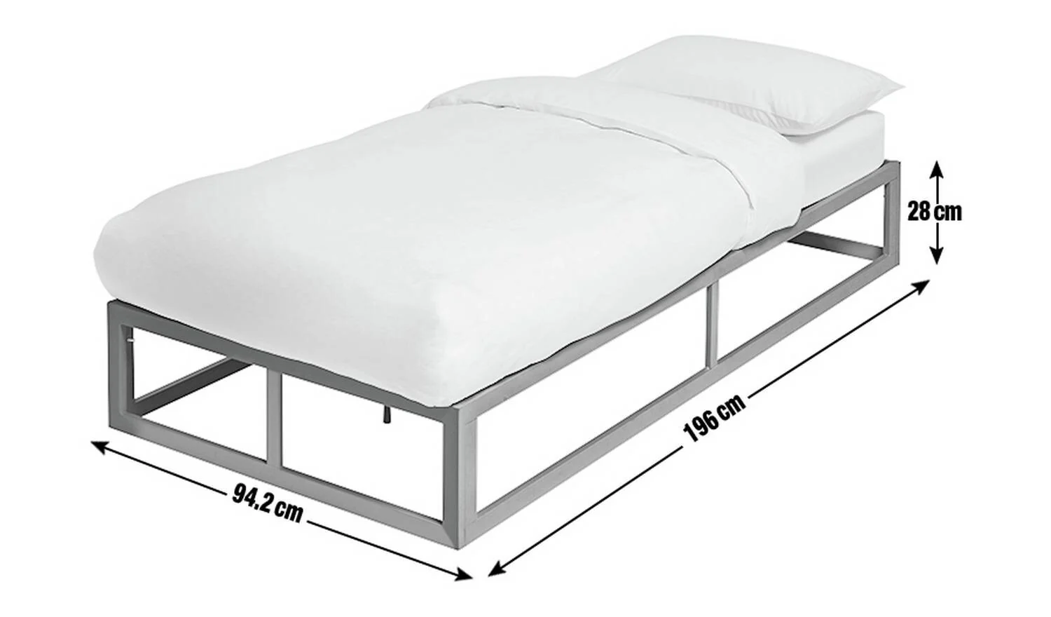 Platform Single Metal Bed Frame Black Durable and Stylish Bedroom Furniture - Image 2