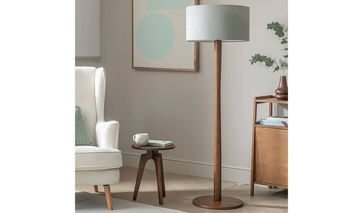 Pole Floor Lamp Base Walnut For Home Office Bedroom Task Lighting - Image 2