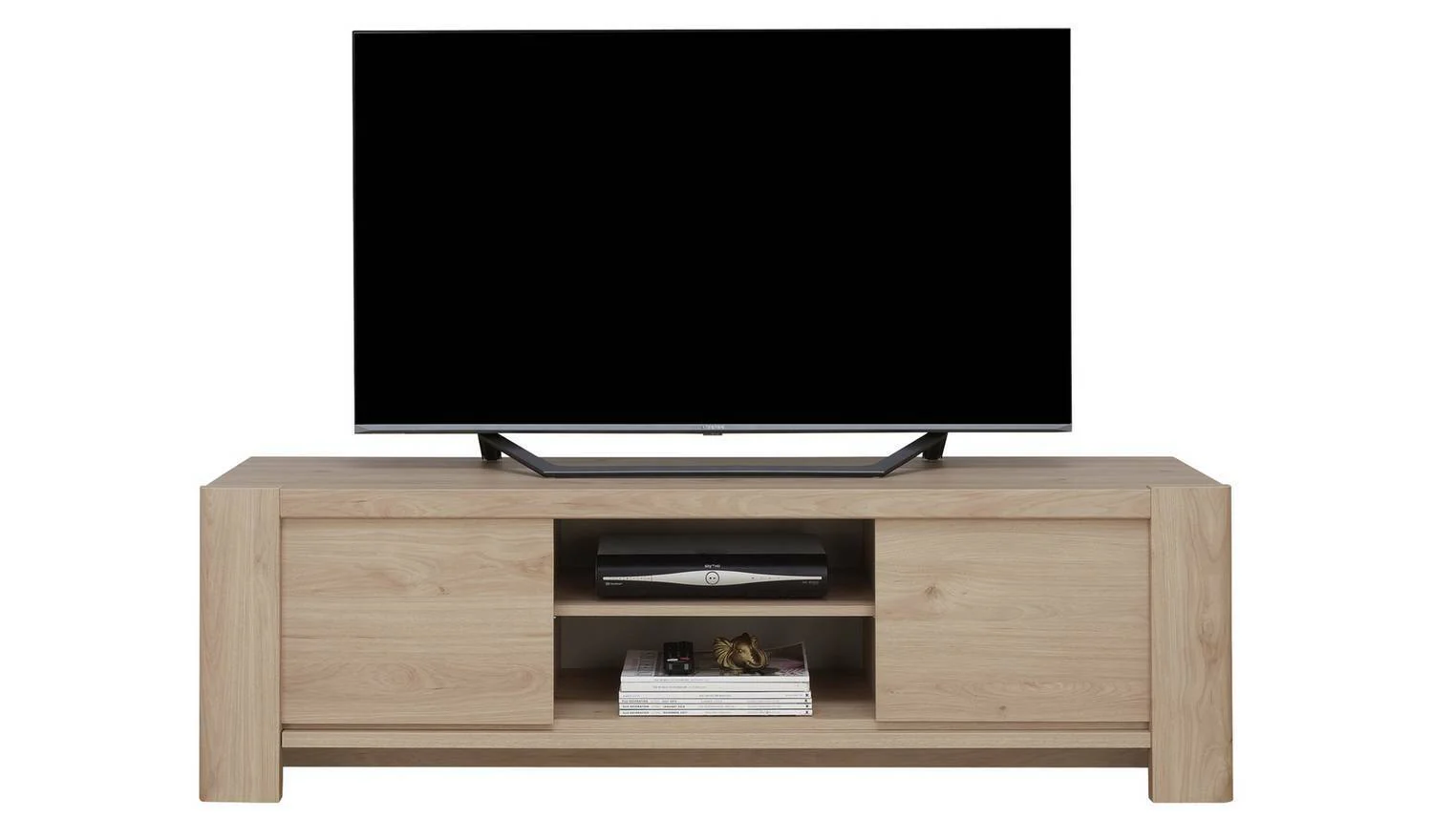 Portland 2 Door TV Unit Oak Sturdy Stylish Media Storage Solution for Home - Image 2