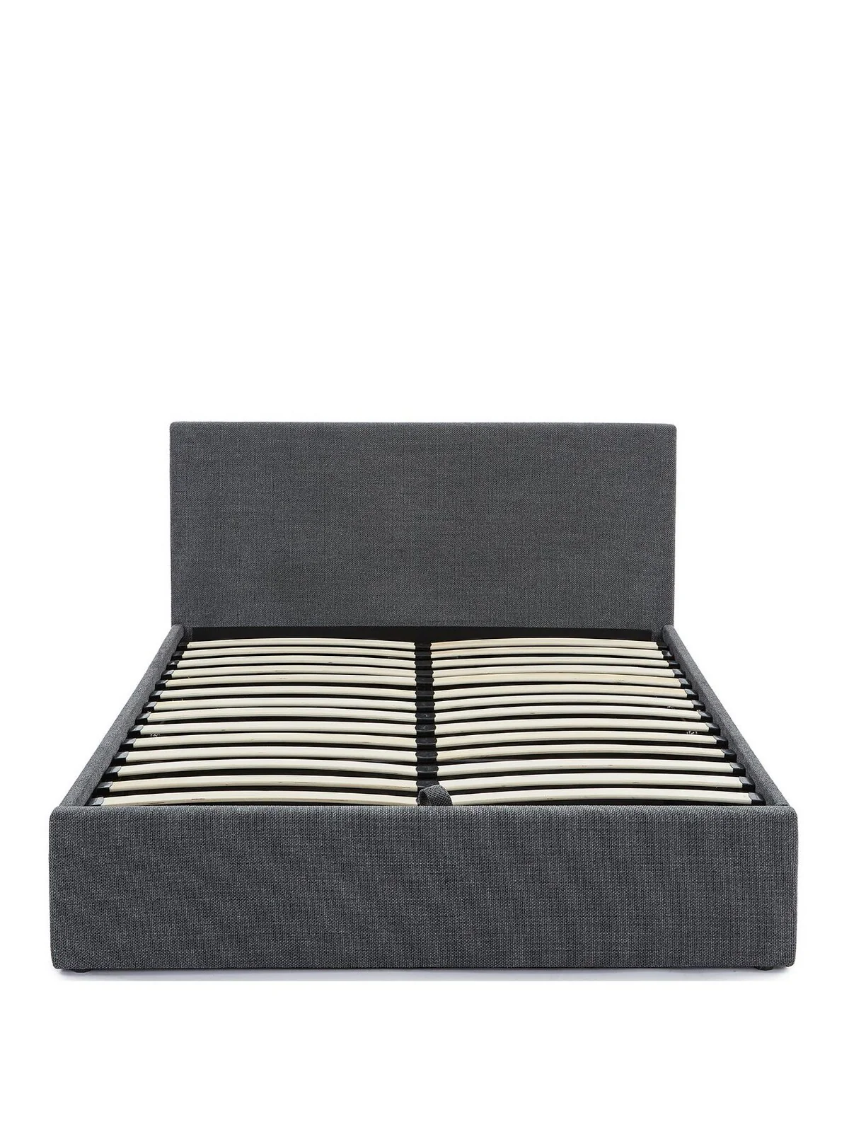 Porto End Lift Up Storage Ottoman Double Bed Dark Grey Textural Chenille Fabric - Image 2