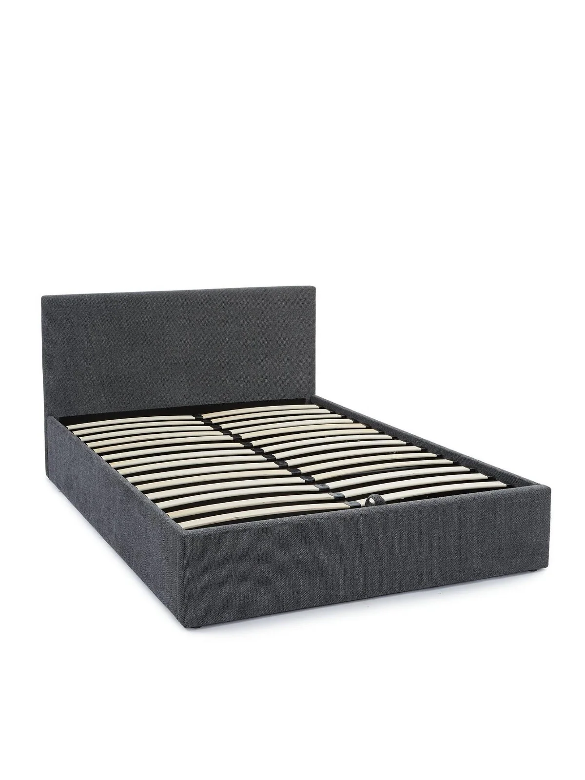 Porto End Lift Up Storage Ottoman Double Bed Dark Grey Textural Chenille Fabric - Image 4