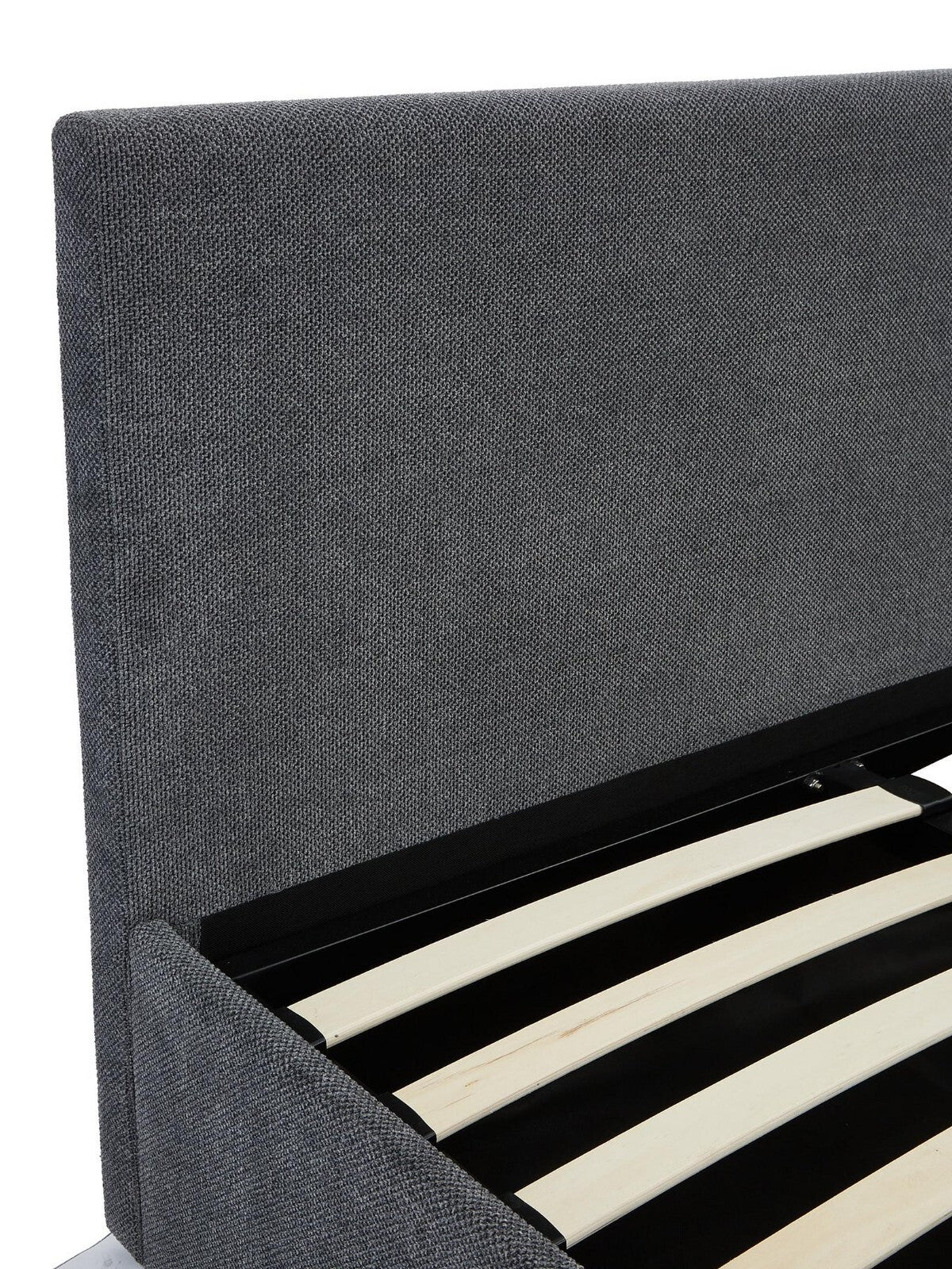 Porto End Lift Up Storage Ottoman Double Bed Dark Grey Textural Chenille Fabric - Image 5