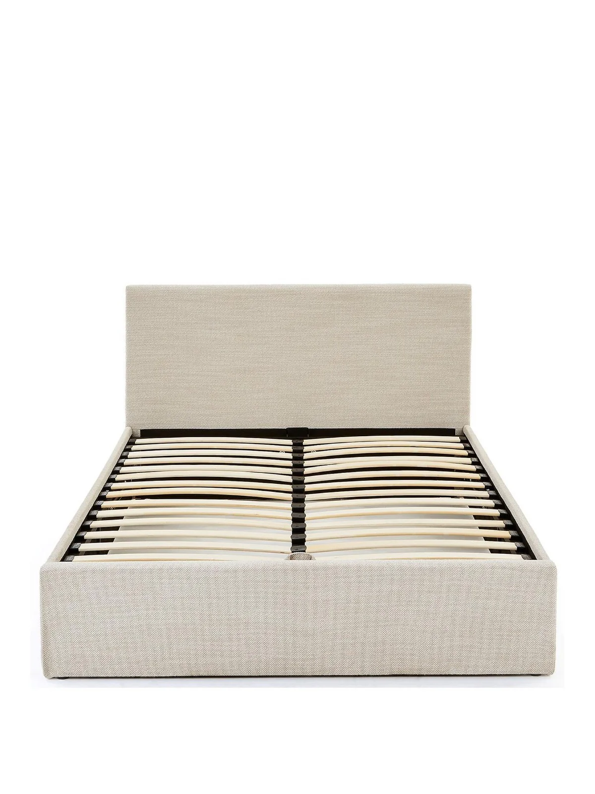 Porto End Lift Up Storage Ottoman King Bed Natural Fabric Bedroom Furniture UK - Image 2