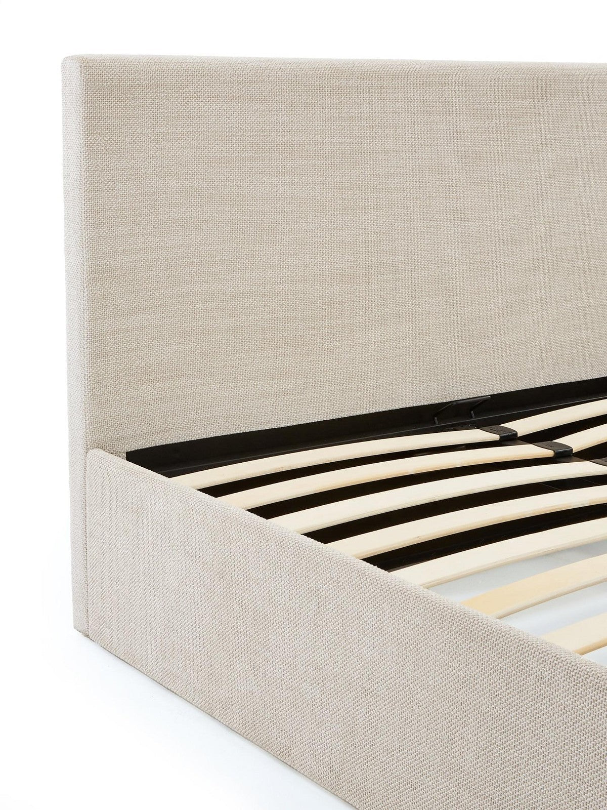Porto End Lift Up Storage Ottoman King Bed Natural Fabric Bedroom Furniture UK - Image 5