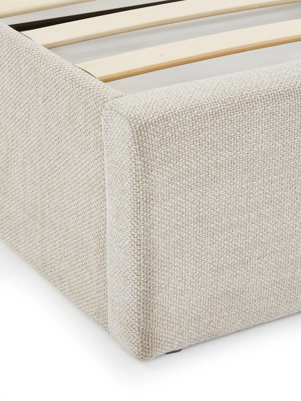 Porto End Lift Up Storage Ottoman King Bed Natural Fabric Bedroom Furniture UK - Image 6