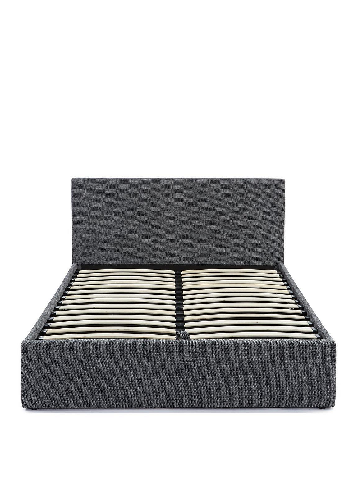 Porto End Lift Up Storage Ottoman Small Double Bed Frame Dark Grey UK - Image 2