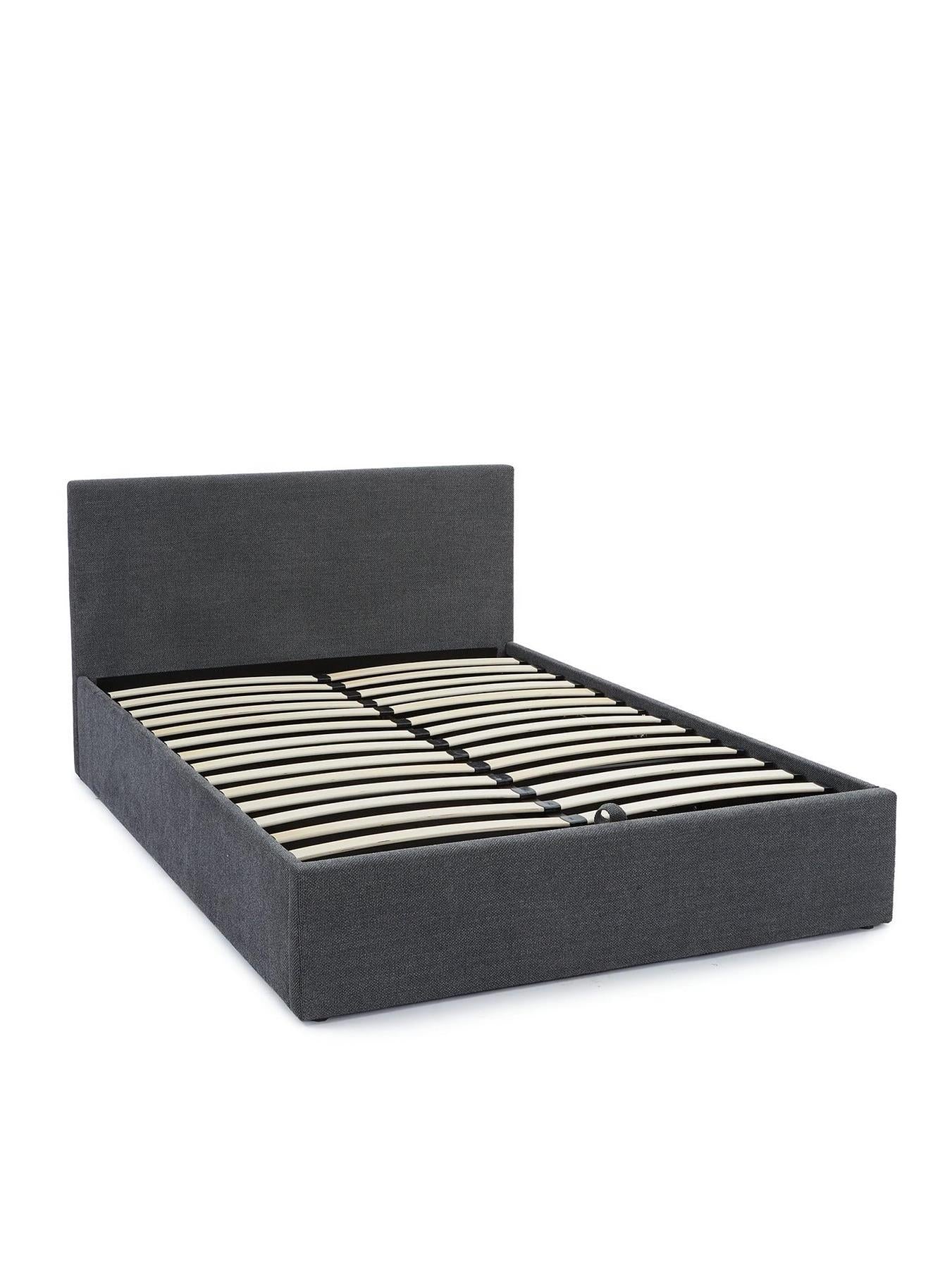 Porto End Lift Up Storage Ottoman Small Double Bed Frame Dark Grey UK - Image 3