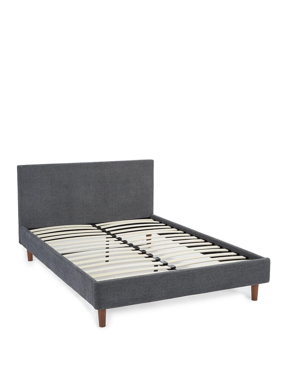 Porto Fabric Double Bed Frame - Dark Grey Stylish Comfortable Bedroom Furniture - Image 3