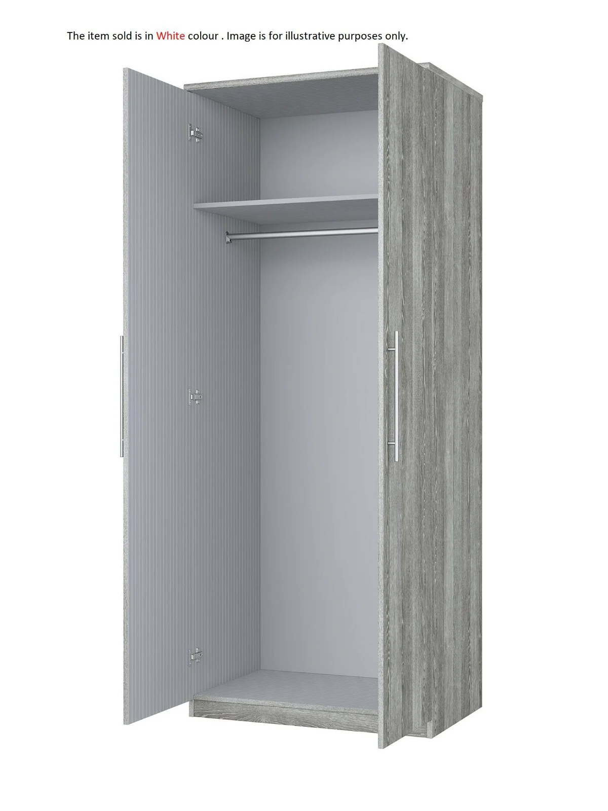 Prague 2 Door Wardrobe White Modern Functional Solution Bedroom Furniture - Image 2