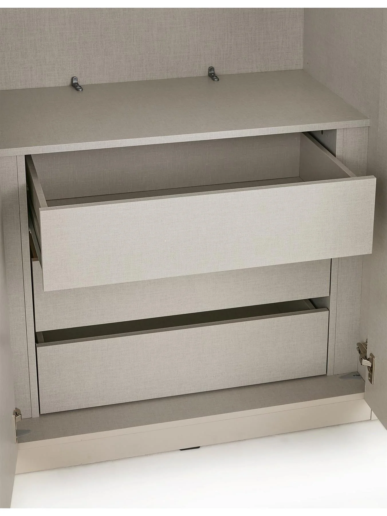 Prague 4 Door 3 Drawer Mirrored Wardrobe Oatmeal Easy Assembly UK - Image 5