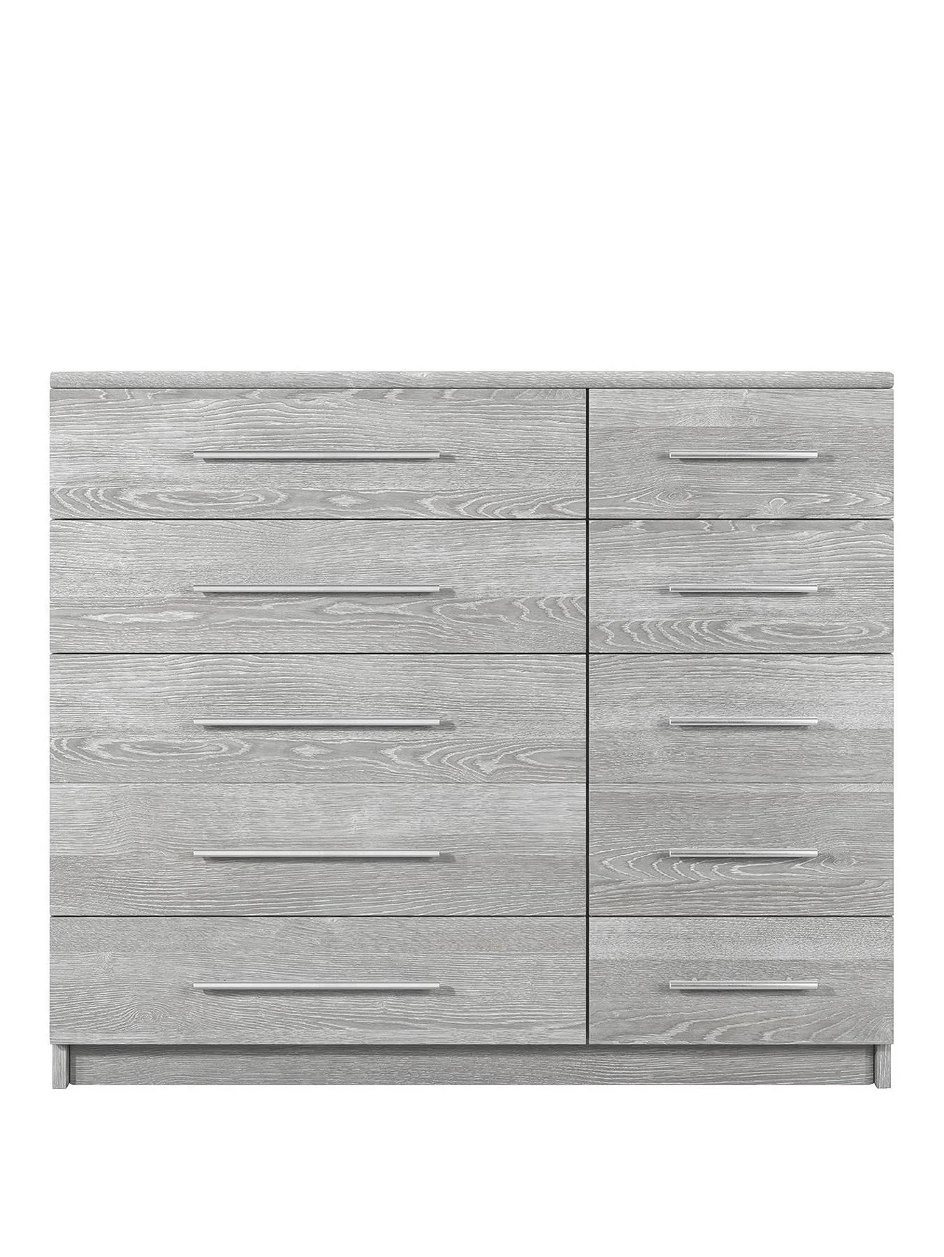 Prague 5 + 5 Graduated Chest of Drawers Grey Solid Construction - Image 2