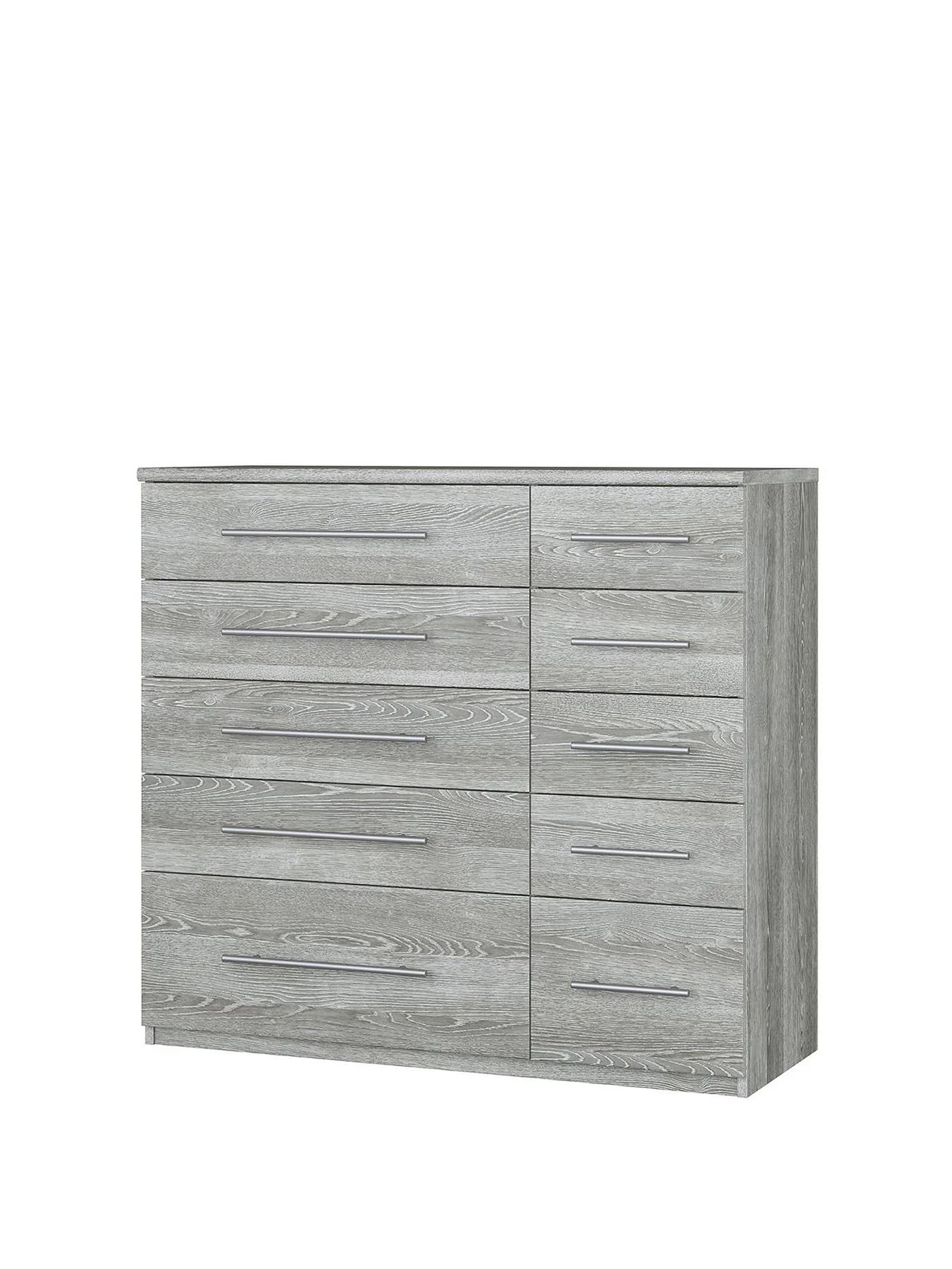 Prague 5 + 5 Graduated Chest of Drawers Grey Solid Construction - Image 3