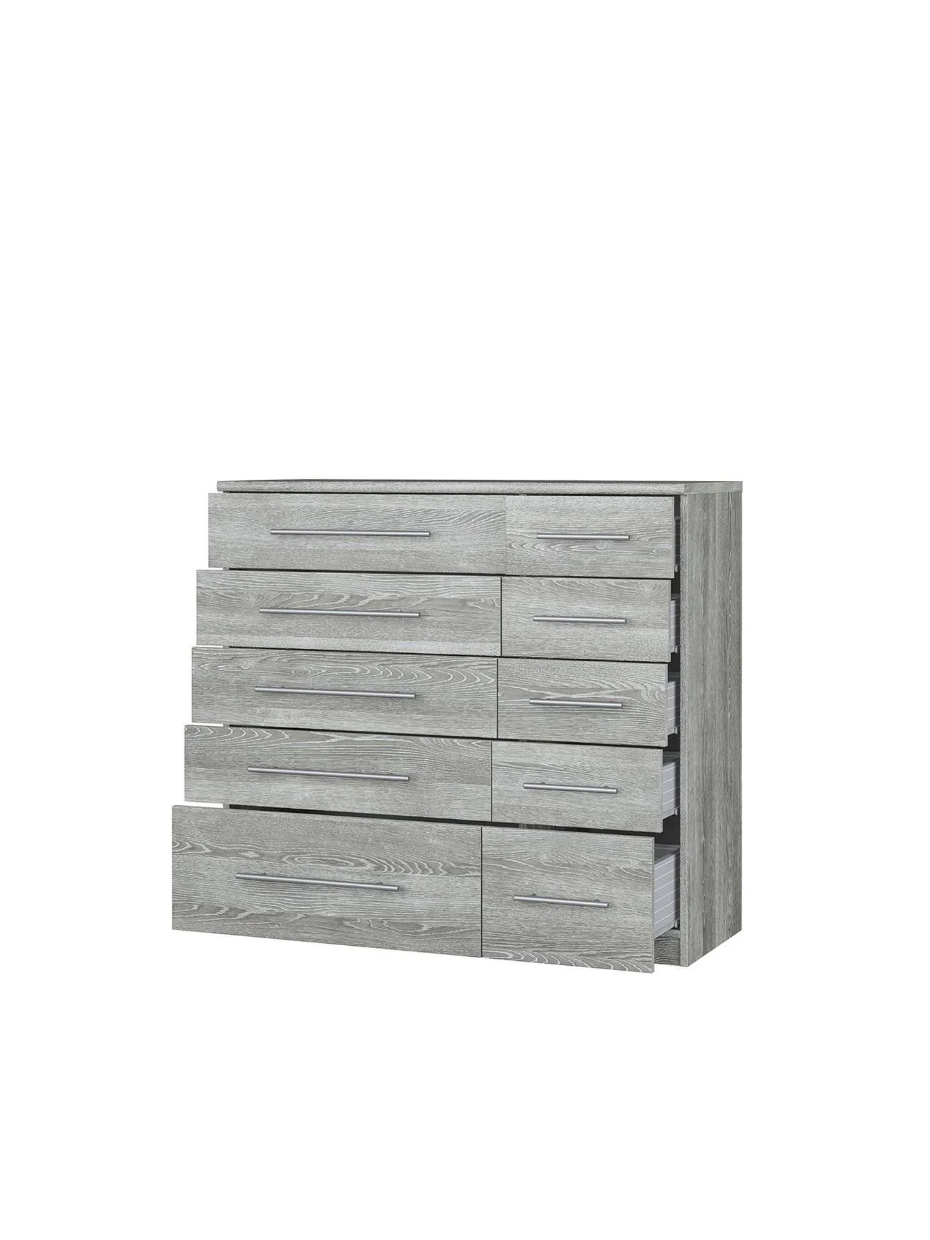 Prague 5 + 5 Graduated Chest of Drawers Grey Solid Construction - Image 4