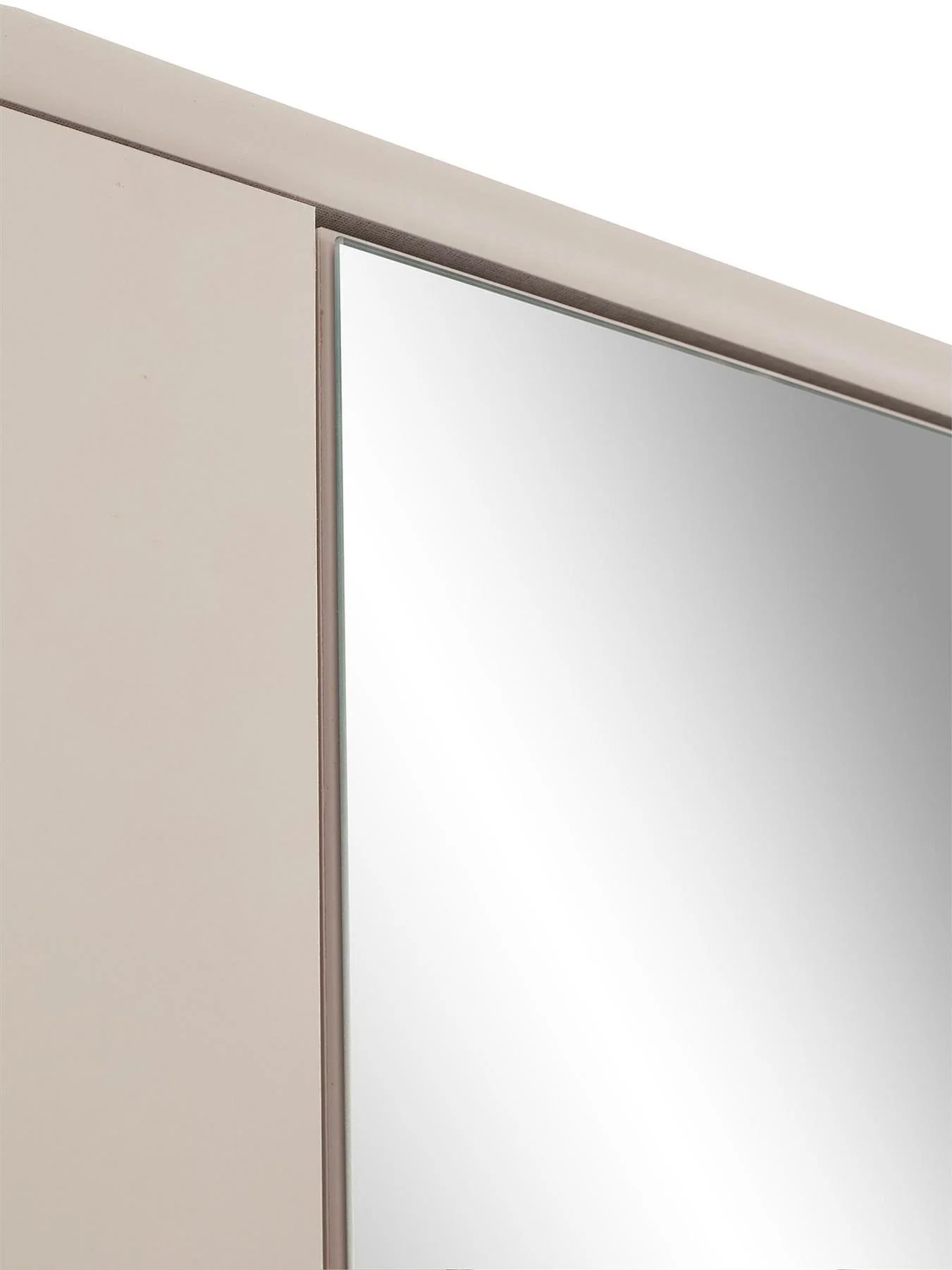 Prague 5 Door Mirrored Wardrobe Oatmeal Large Storage Solution - Image 7