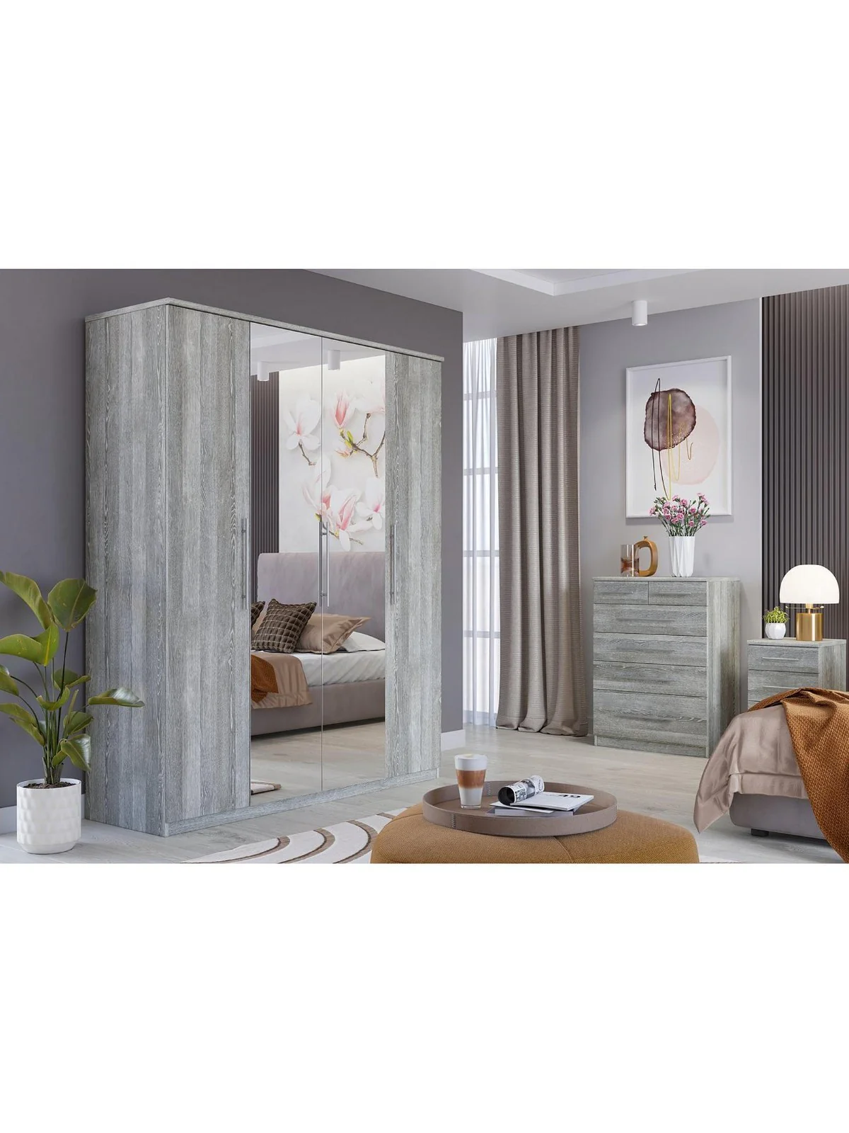 Prague Chest of Drawers 4 Large + 2 Small Grey | Bedroom Storage | Free Delivery - Image 5