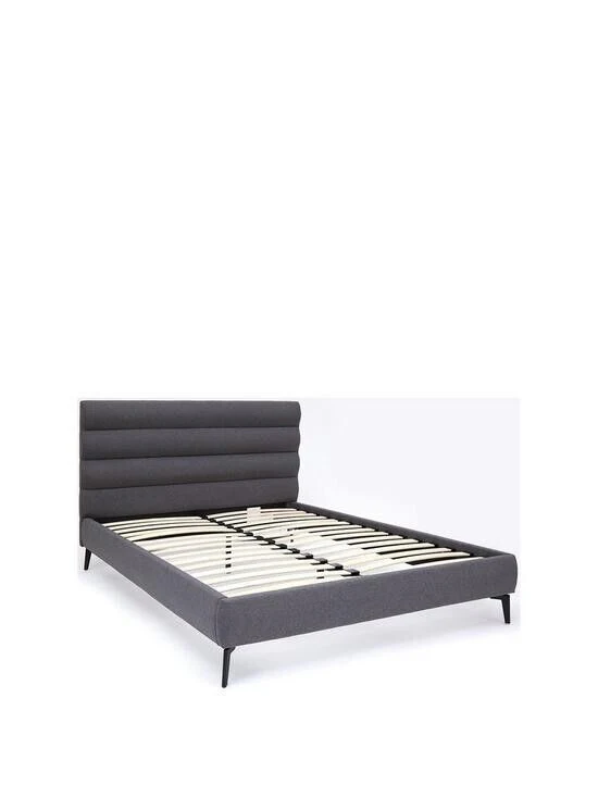 Prague Fabric Bed Kingsize Grey Modern Comfortable Bed Frame Design for Home - Image 3