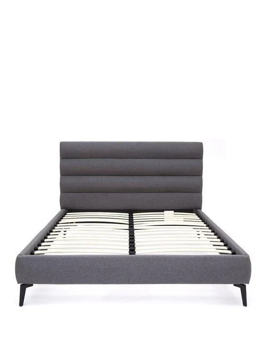 Prague Fabric Double Bed Grey Stylish Comfortable Bed Frame for Bedrooms - Image 2