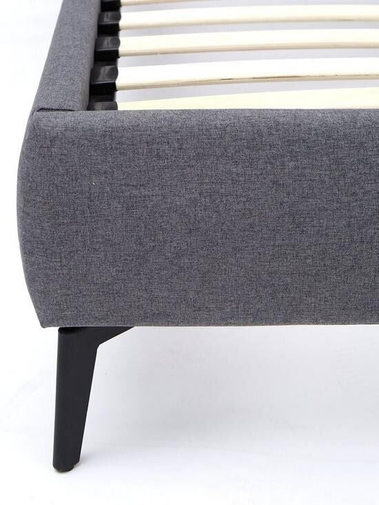 Prague Fabric Double Bed Grey Stylish Comfortable Bed Frame for Bedrooms - Image 4