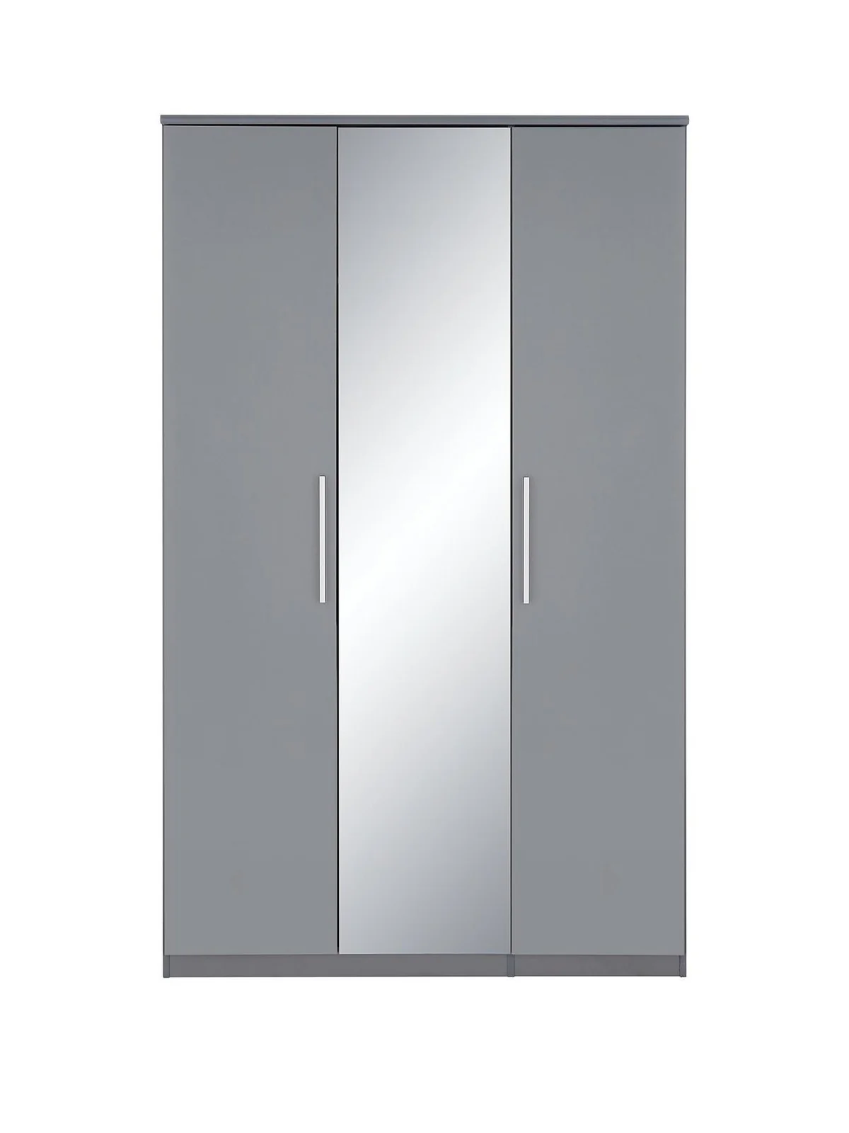 Prague Gloss 3 Door Mirrored Wardrobe | Grey High-Gloss | Modern Bedroom Storage - Image 2