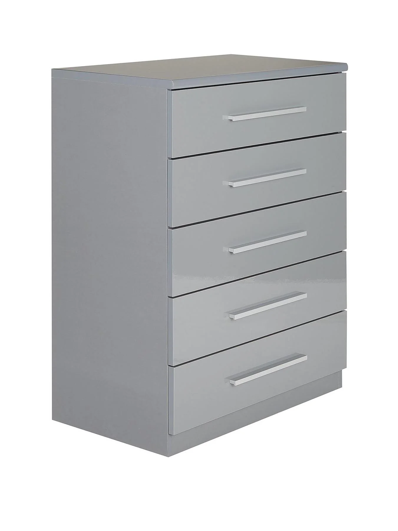 Prague Gloss 5 Drawer Chest Grey Gloss Storage Organiser Bedroom Furniture - Image 3