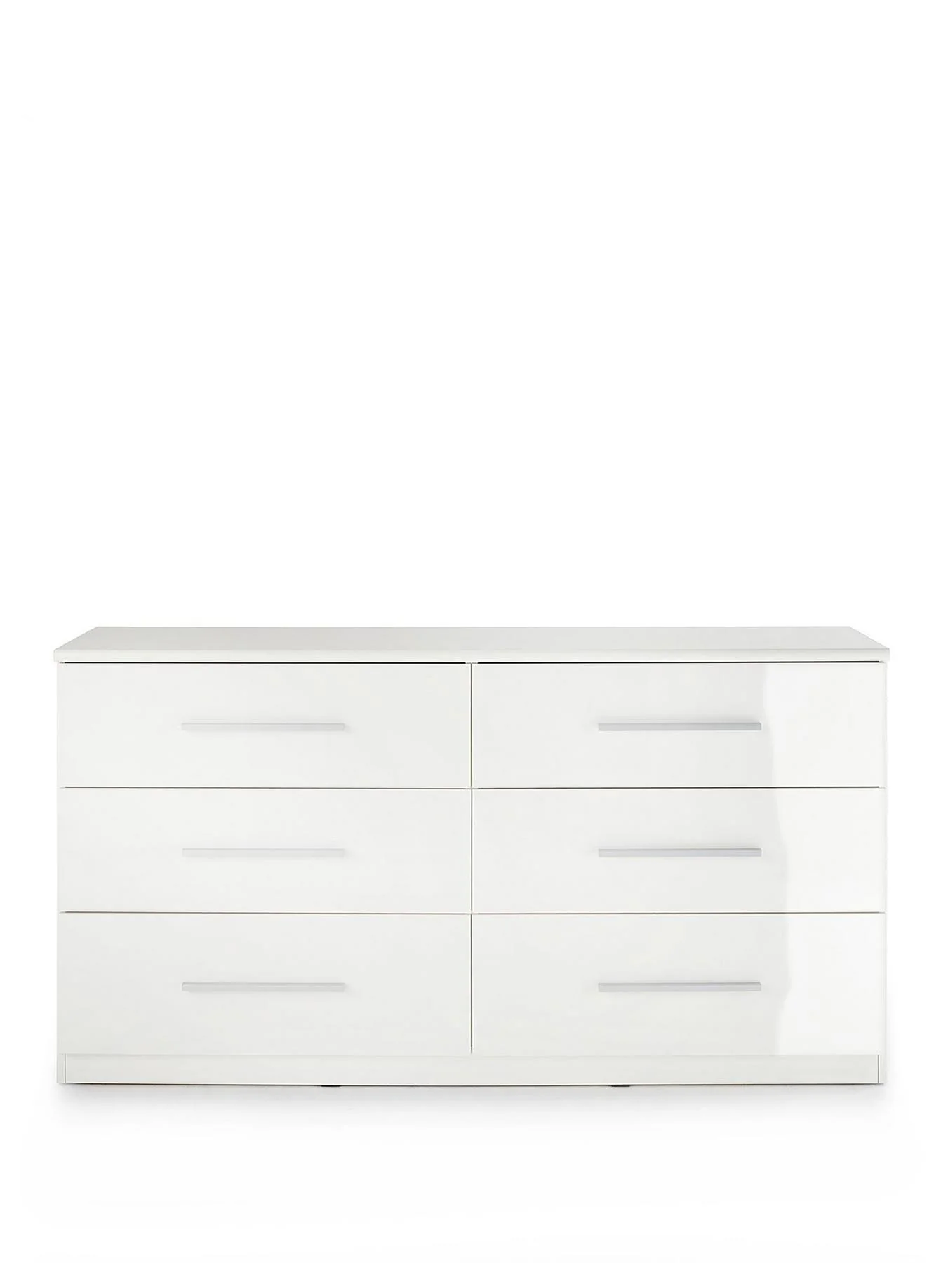 Prague Gloss 6 Drawer Chest White For Bedroom Hallway Storage Organiser - Image 2