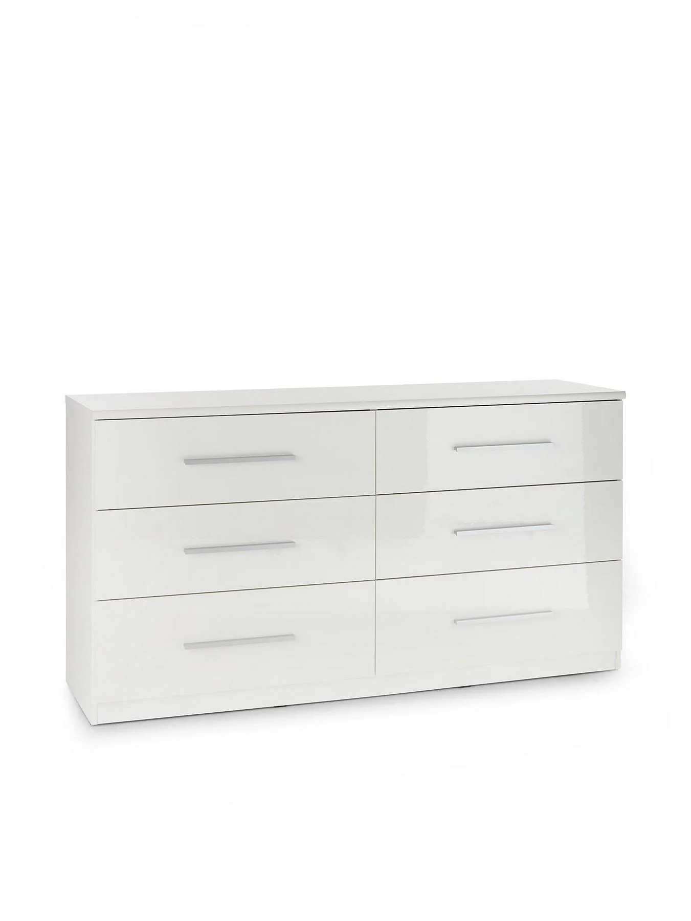 Prague Gloss 6 Drawer Chest White For Bedroom Hallway Storage Organiser - Image 3