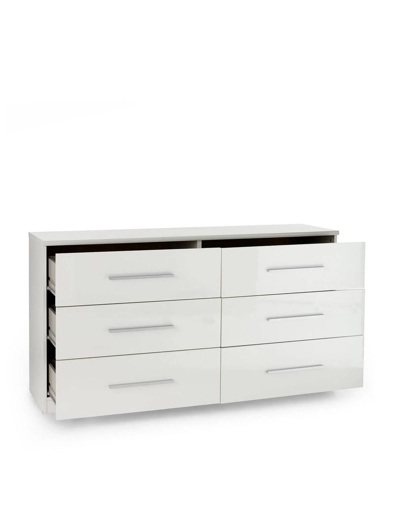 Prague Gloss 6 Drawer Chest White For Bedroom Hallway Storage Organiser - Image 4