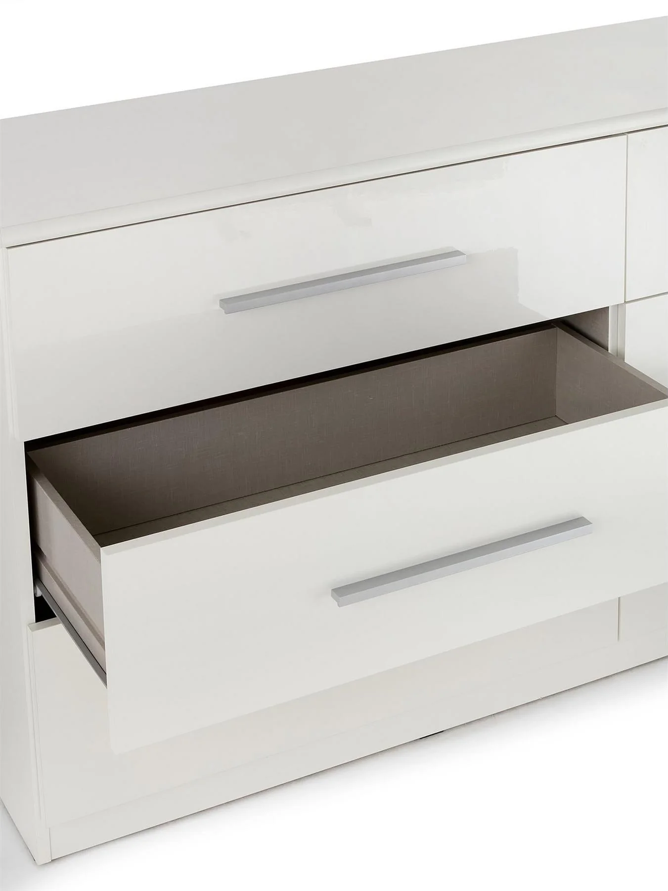 Prague Gloss 6 Drawer Chest White For Bedroom Hallway Storage Organiser - Image 5