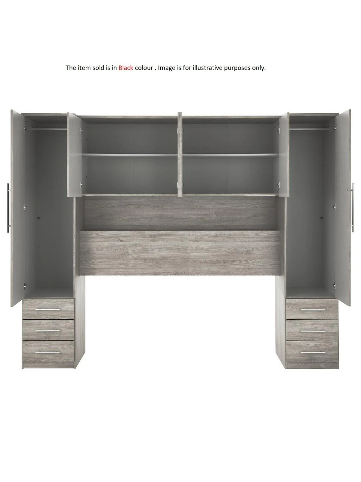 Prague Overbed Unit Black Ash Sleek and Space-Saving Bedroom Storage Solution - Image 2
