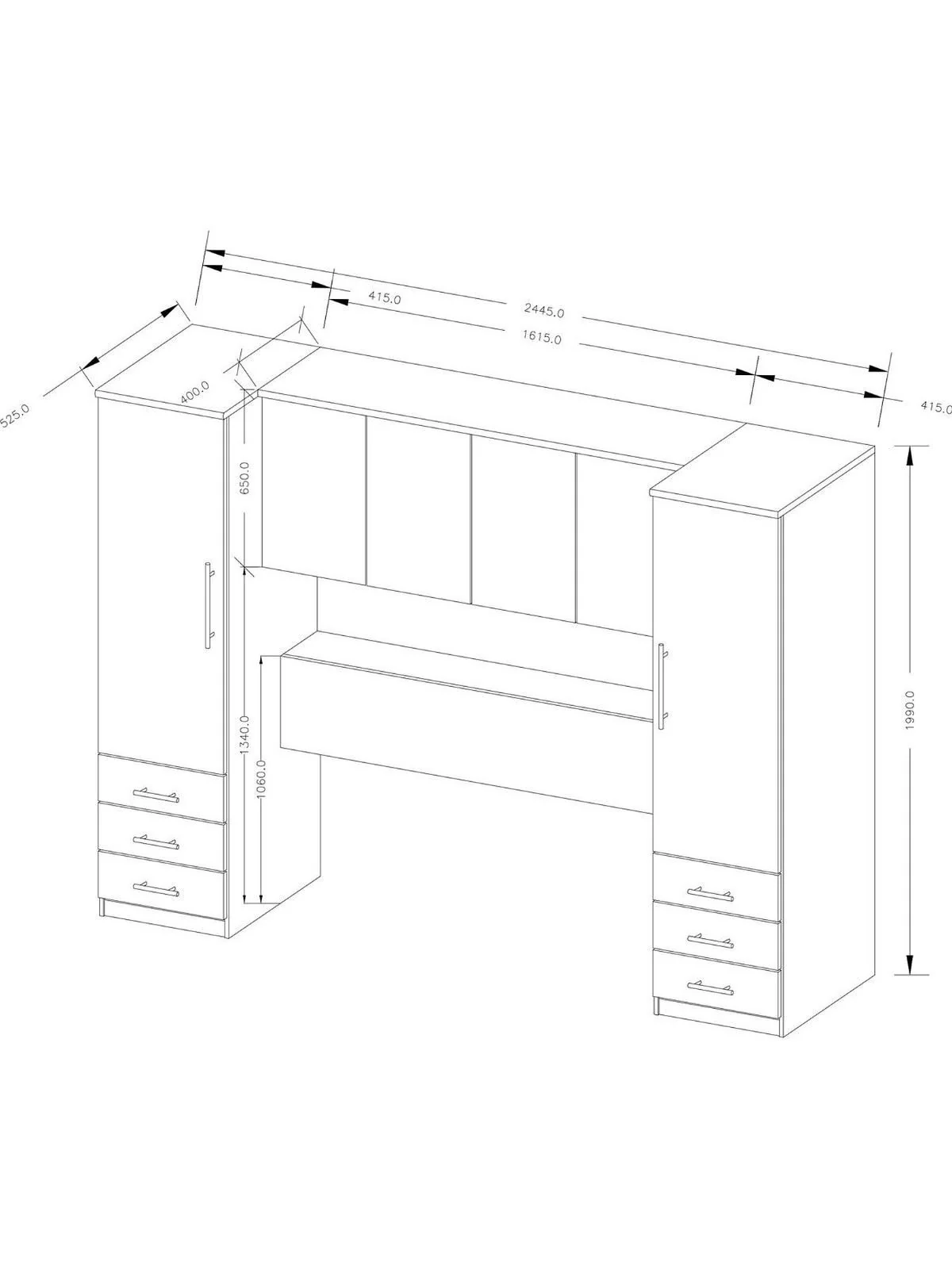 Prague Overbed Unit Black Ash Sleek and Space-Saving Bedroom Storage Solution - Image 3