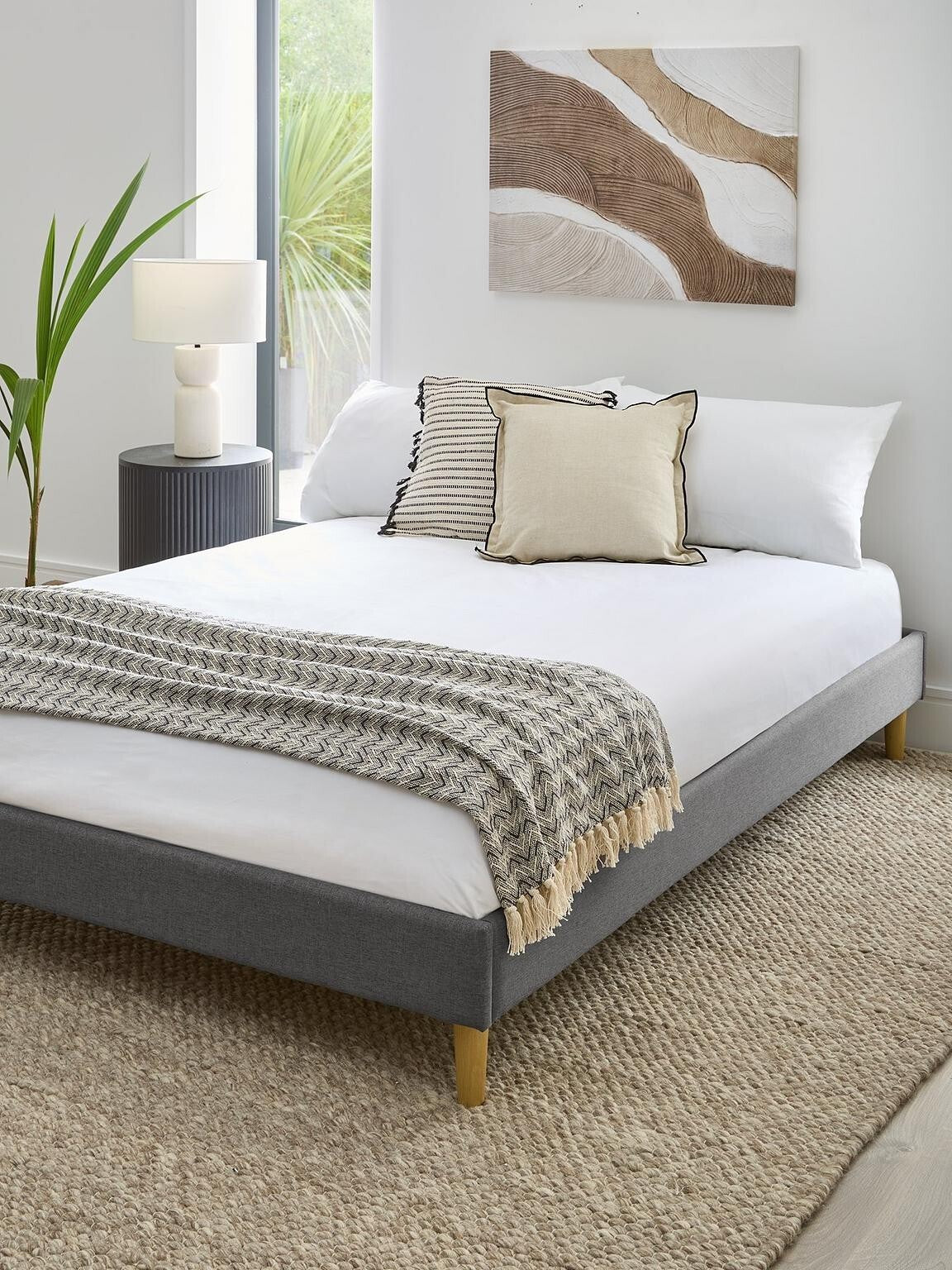 Prairie Platform Double Bed Grey Modern Bedroom Solutuon Space-Saving - Image 2