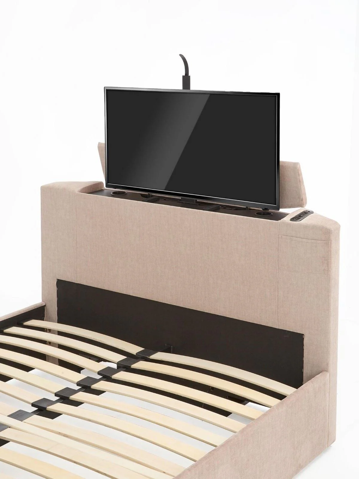 Prent Kingsize TV Bed with Voice Control Natural Stylish and Modern Bed Solution - Image 4