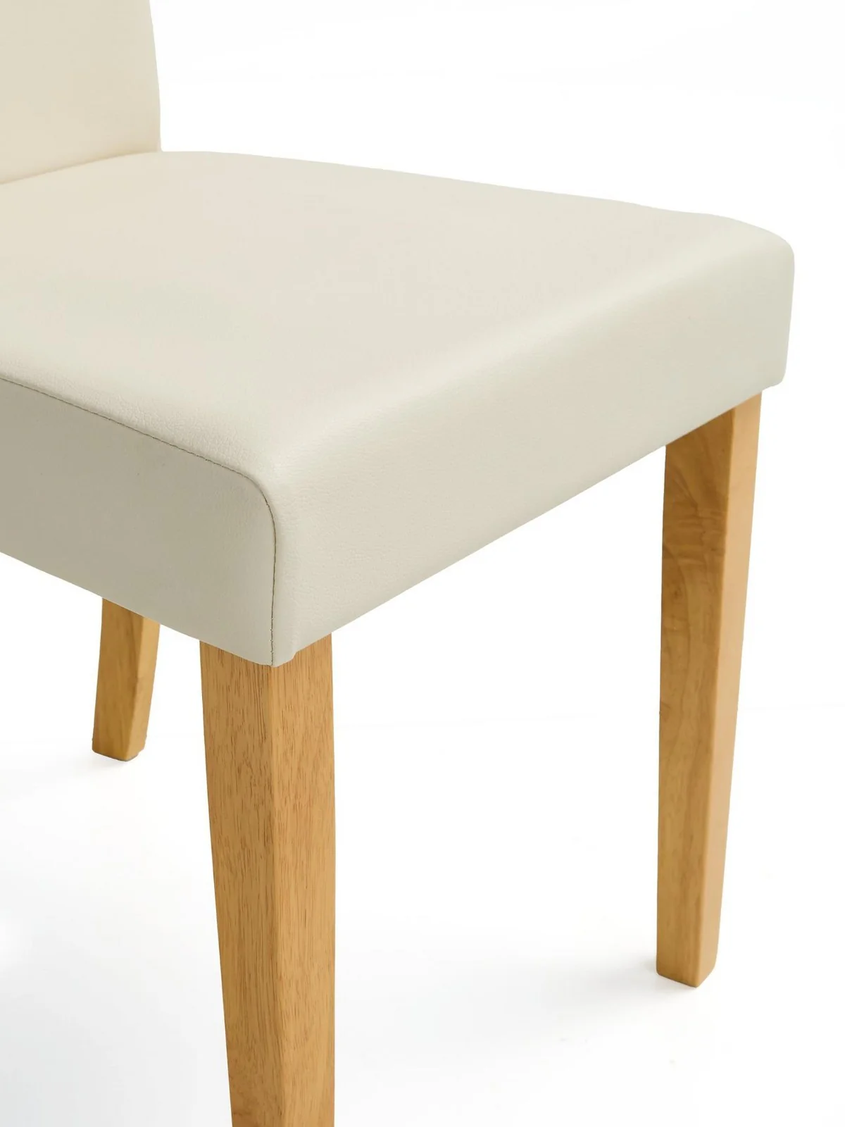 Primo 120cm Dining Table & 4 Faux Leather Chairs Set Wood Cream Contemporary - Image 5