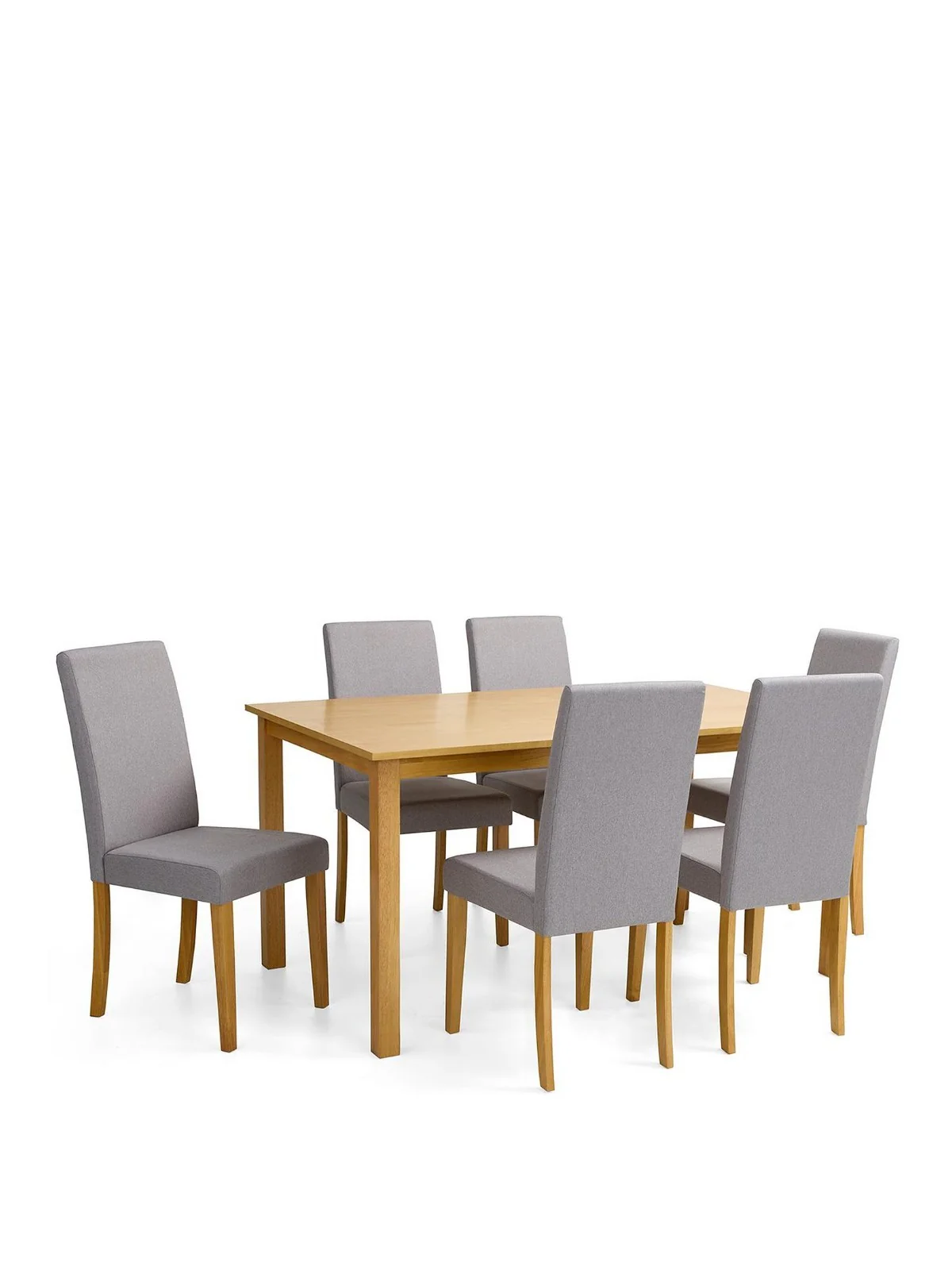 Primo 150cm Dining Table & 6 Fabric Chairs Set Wood Grey Modern - Image 2