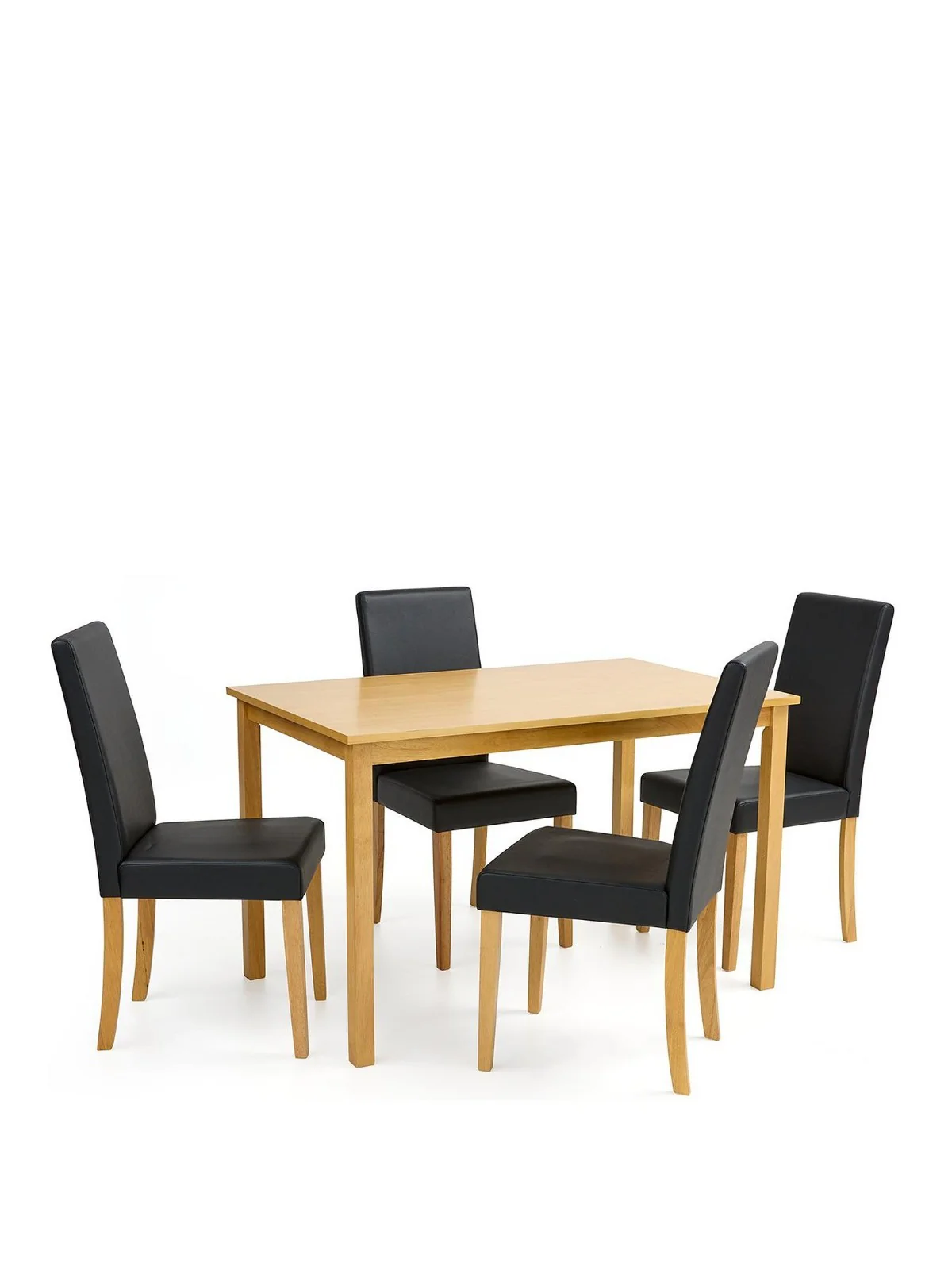 Primo Dining Set - 120cm Table & 4 Black Faux Leather Chairs | Modern Kitchen - Image 2