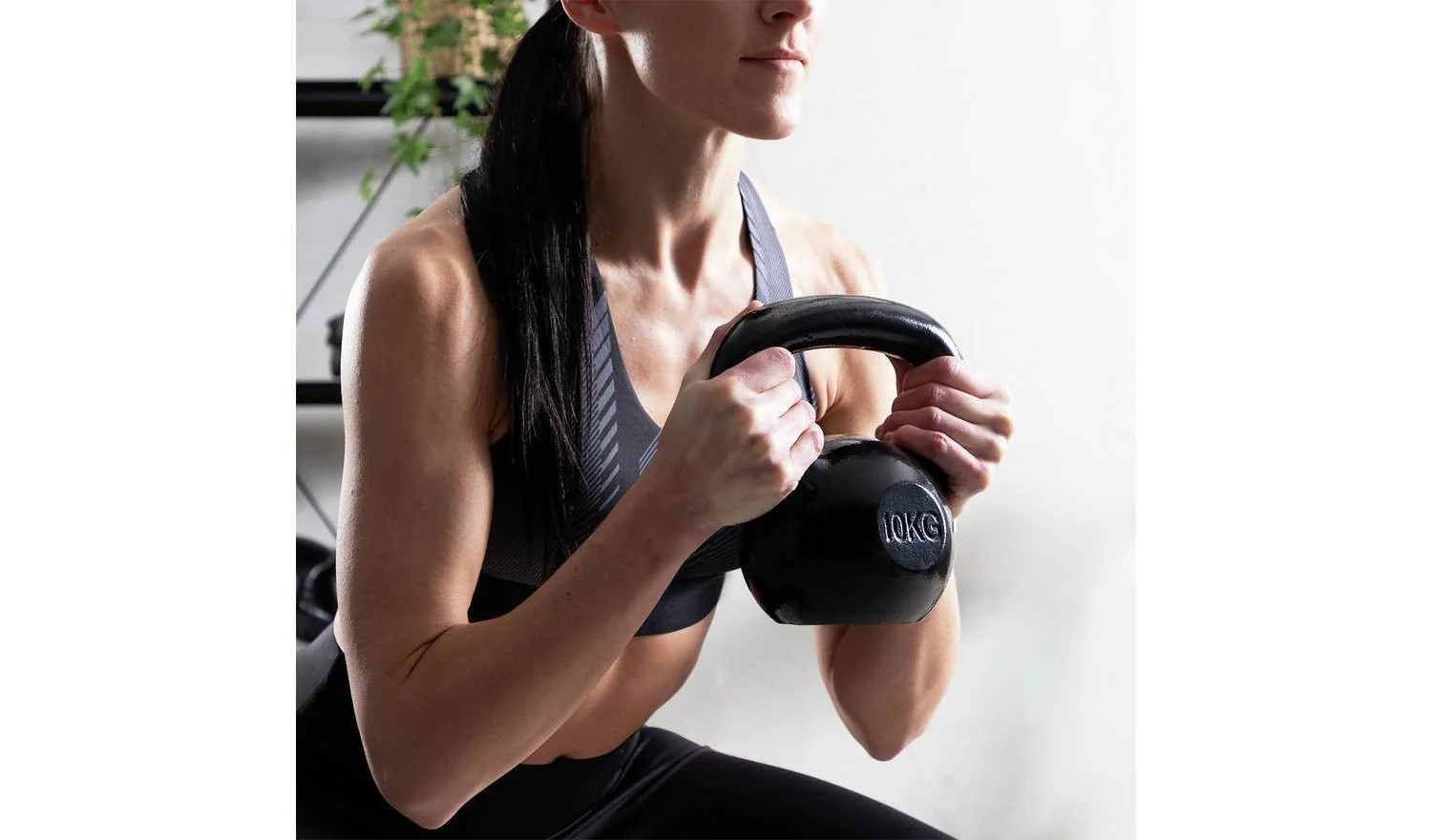 Pro Fitness Cast Iron 10kg Kettlebell Black Home Gym Strength Training - Image 2