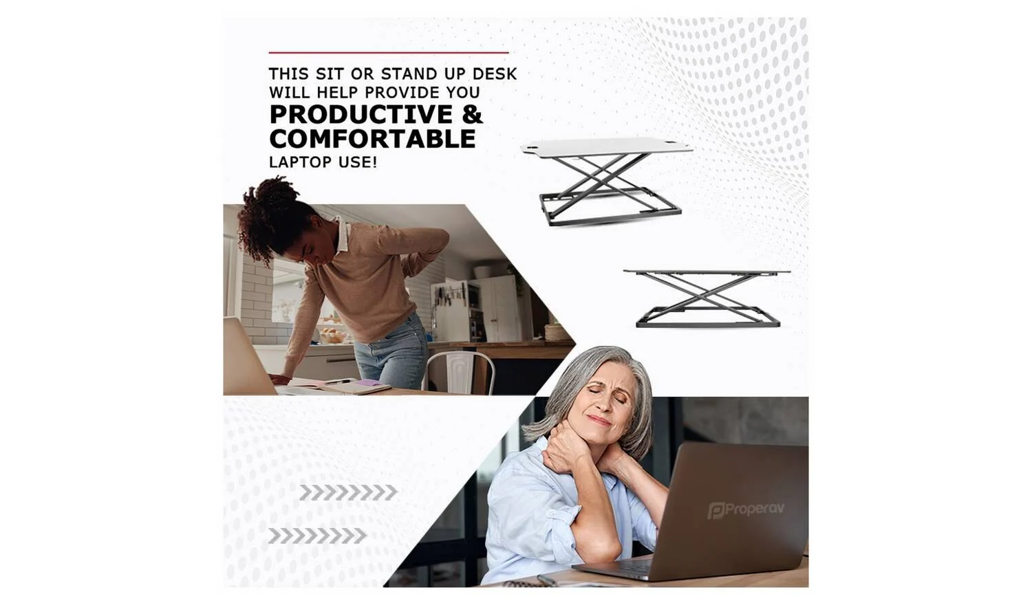 ProperAV Slim Profile Stand Up Desk Workstation White Ergonomic Home Office - Image 4