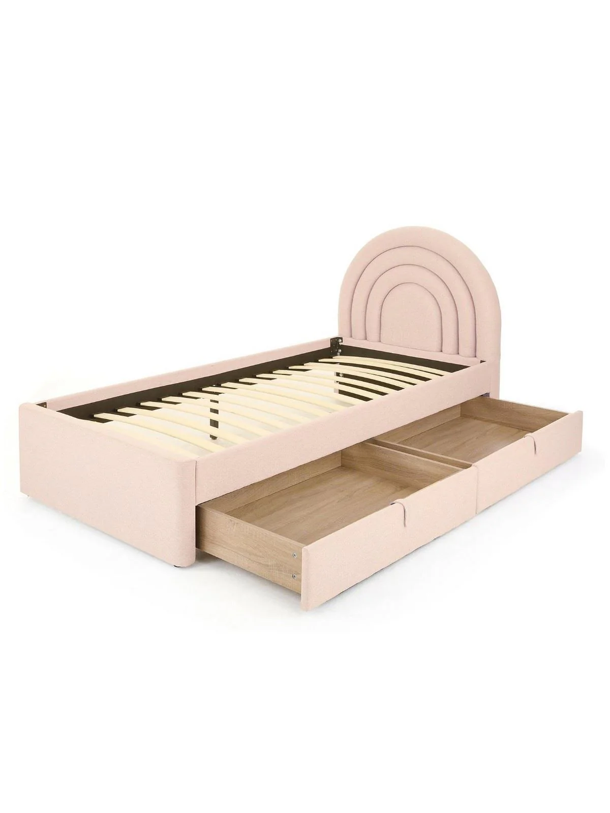 Rainbow Single Bed Frame Pink with 2 Drawers | Children's Storage Bed - Image 4