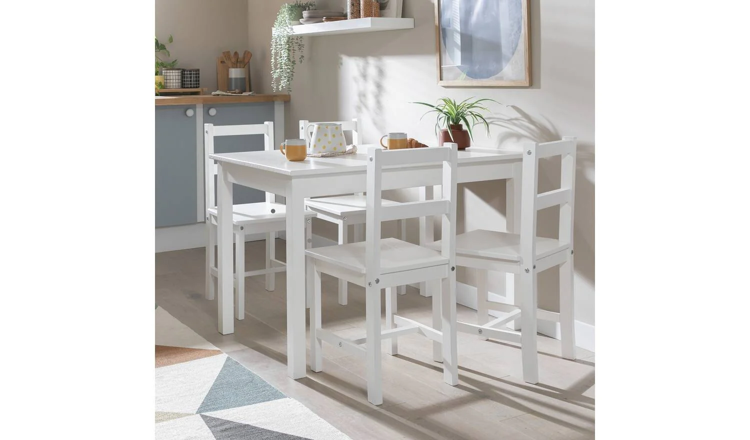 Raye White Dining Table & 4 White Chairs Scandinavian Design Compact - Image 3