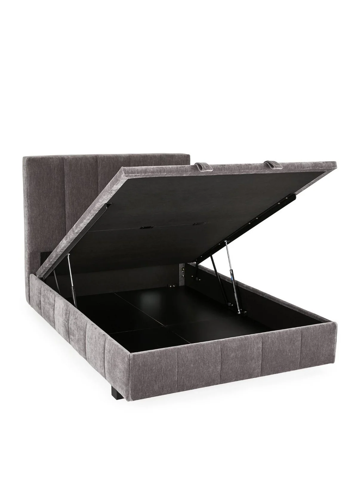 Remy End Lift Up Storage Ottoman Double Bed Grey Fabric Bedroom Furniture UK - Image 3