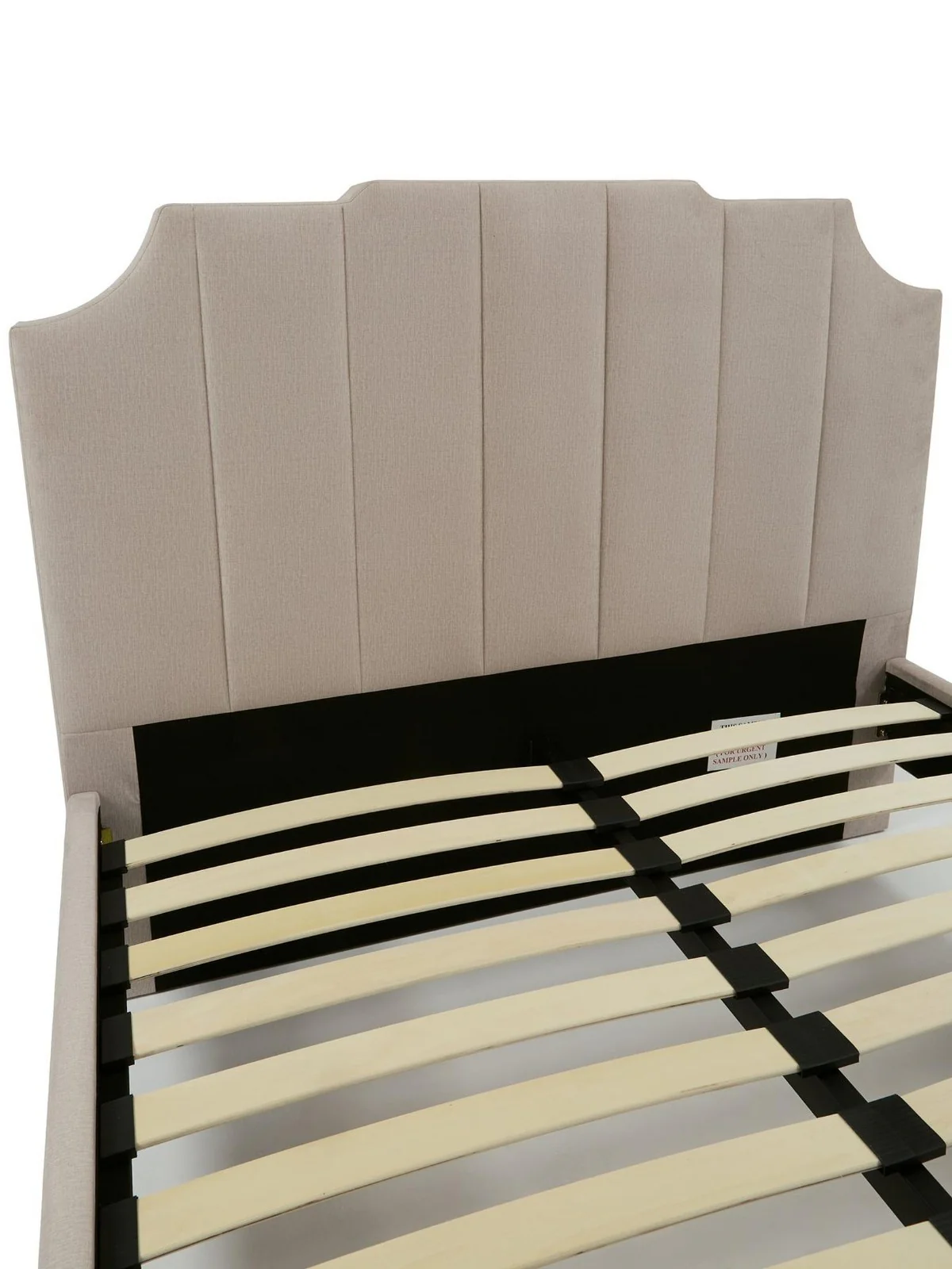 Rene Bed King Size in Natural Fabric | Art Deco Inspired Upholstered Headboard - Image 5