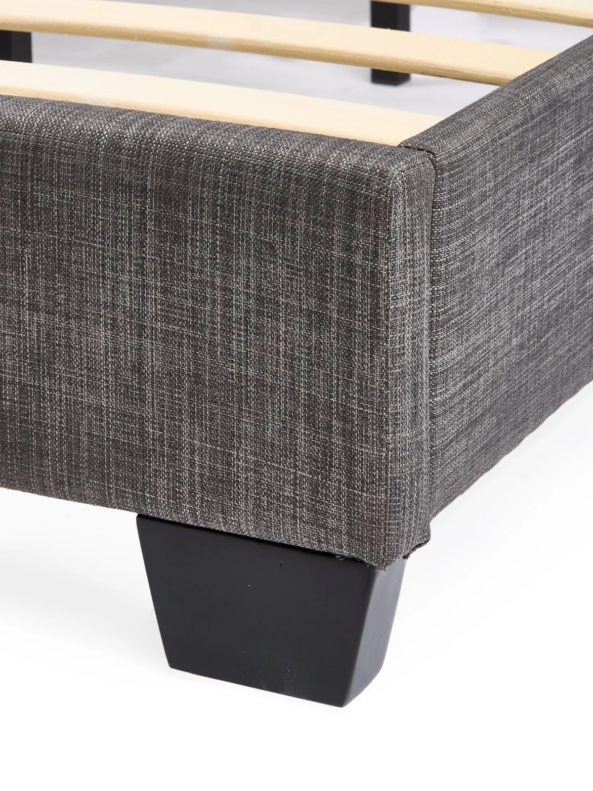 Riley Fabric Single Bed Frame Dark Grey Upholstered Headboard Bedroom - Image 5