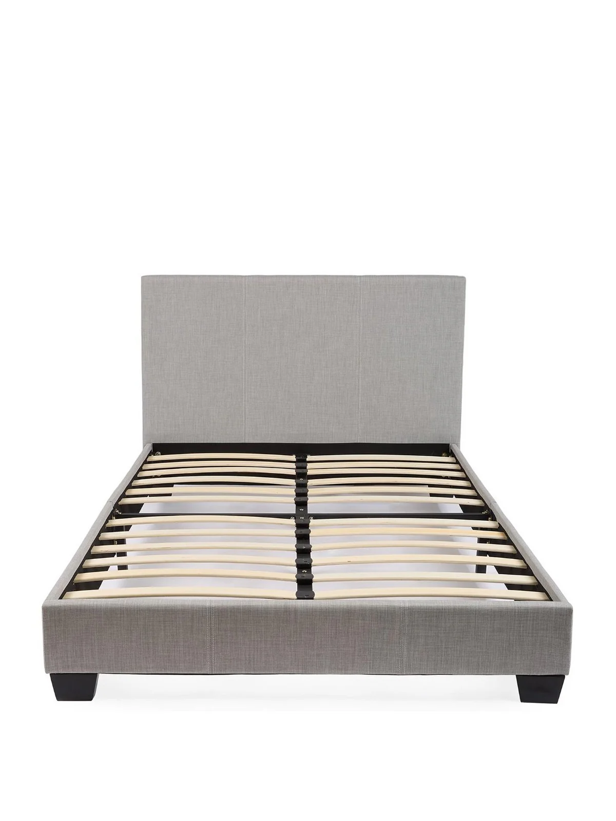 Riley Fabric Small Double Bed Frame Light Grey Upholstered Headboard - Image 2