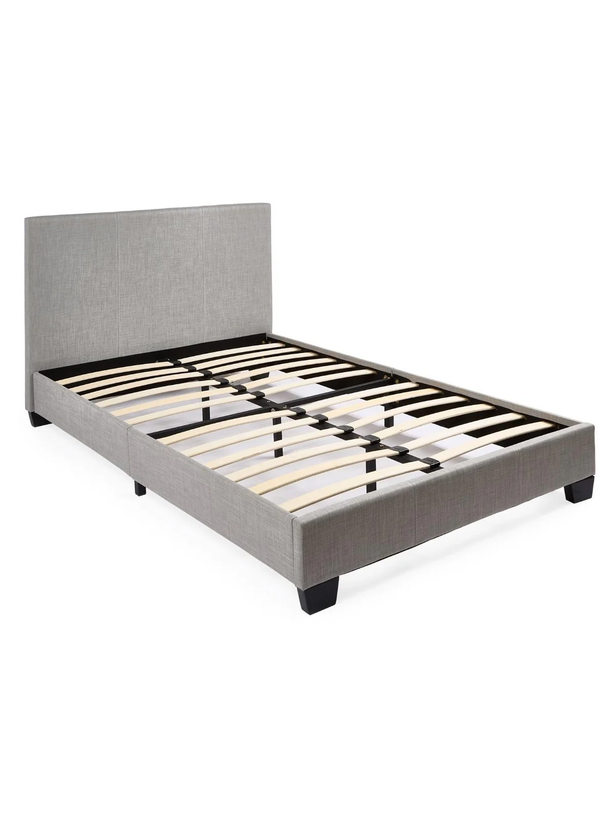 Riley Fabric Small Double Bed Frame Light Grey Upholstered Headboard - Image 3