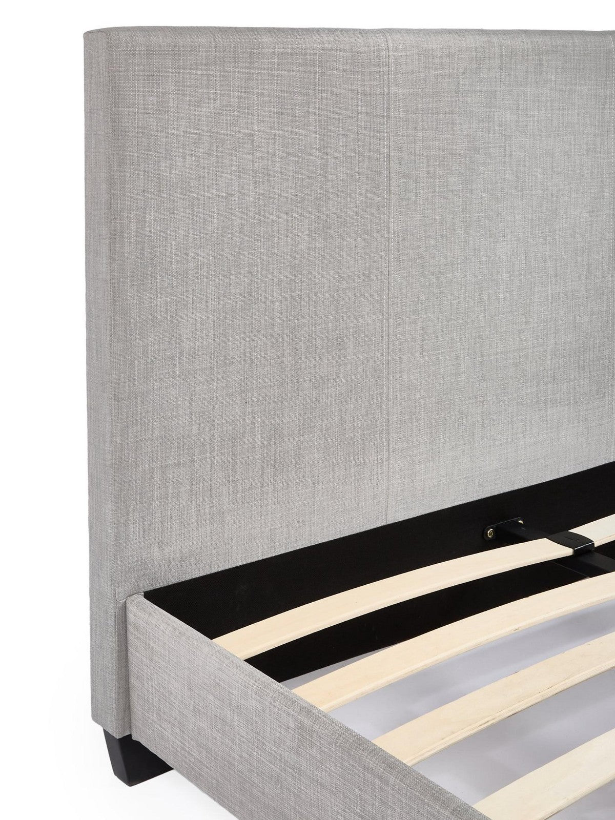 Riley Fabric Small Double Bed Frame Light Grey Upholstered Headboard - Image 4