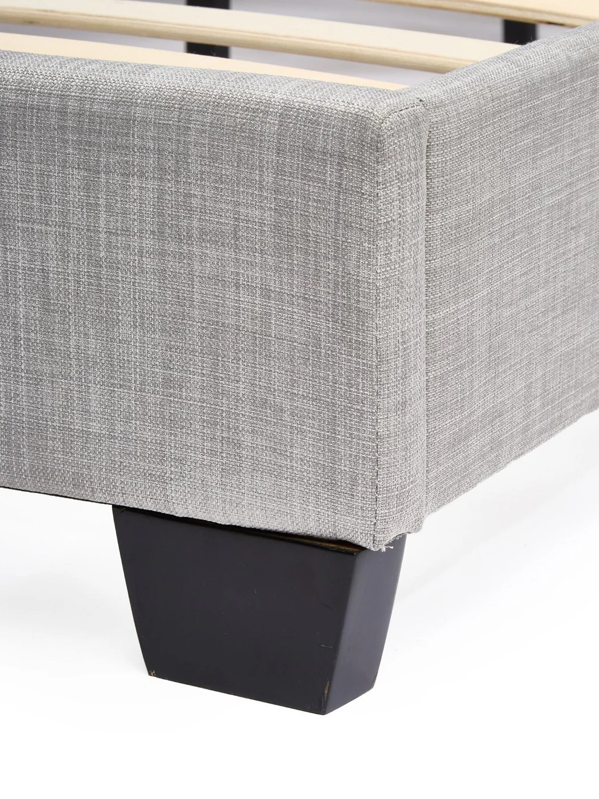 Riley Fabric Small Double Bed Frame Light Grey Upholstered Headboard - Image 5