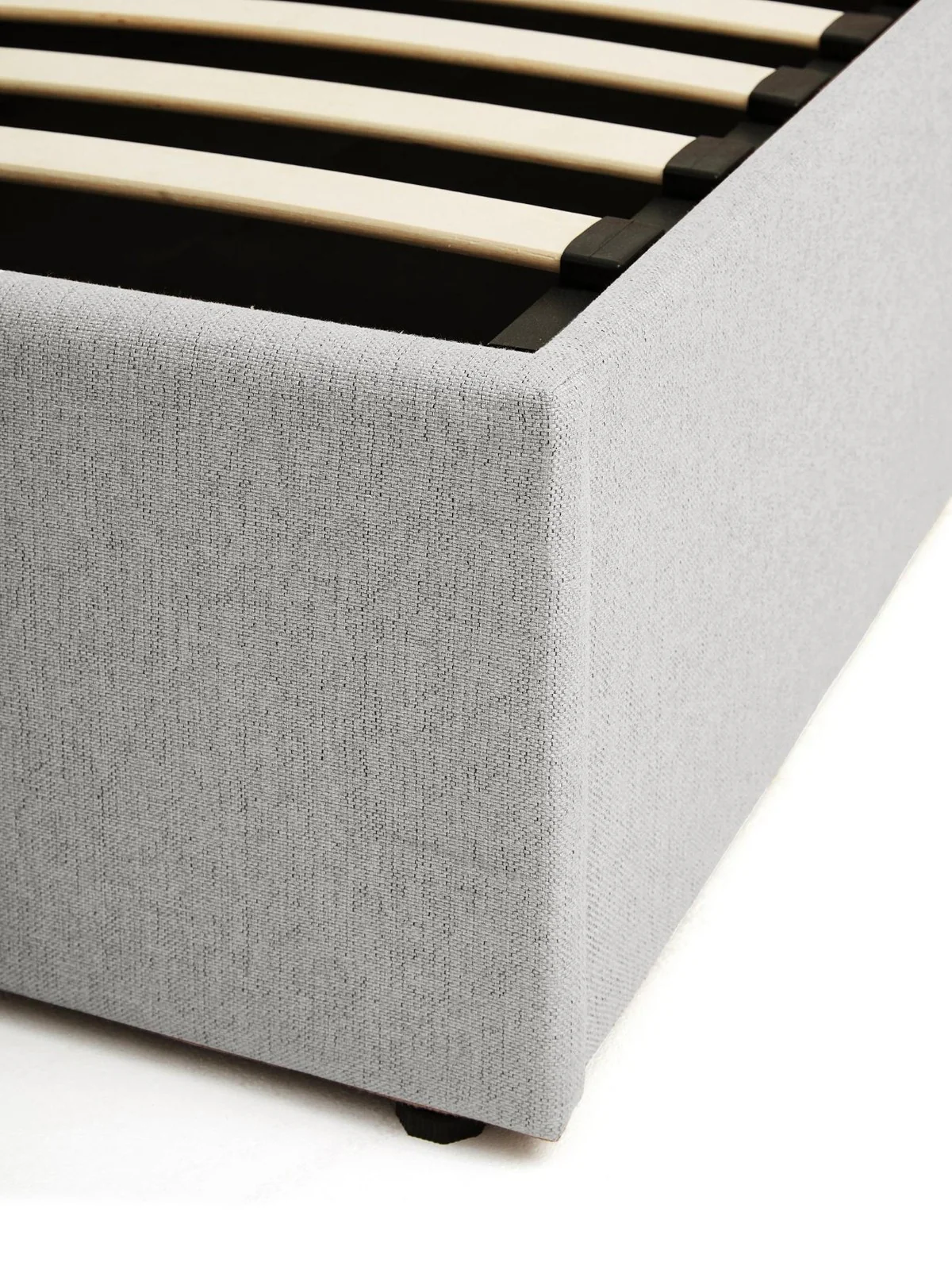 Riley Lift Up Storage Bed Single Grey Fabric Upholstered Ottoman - Image 5