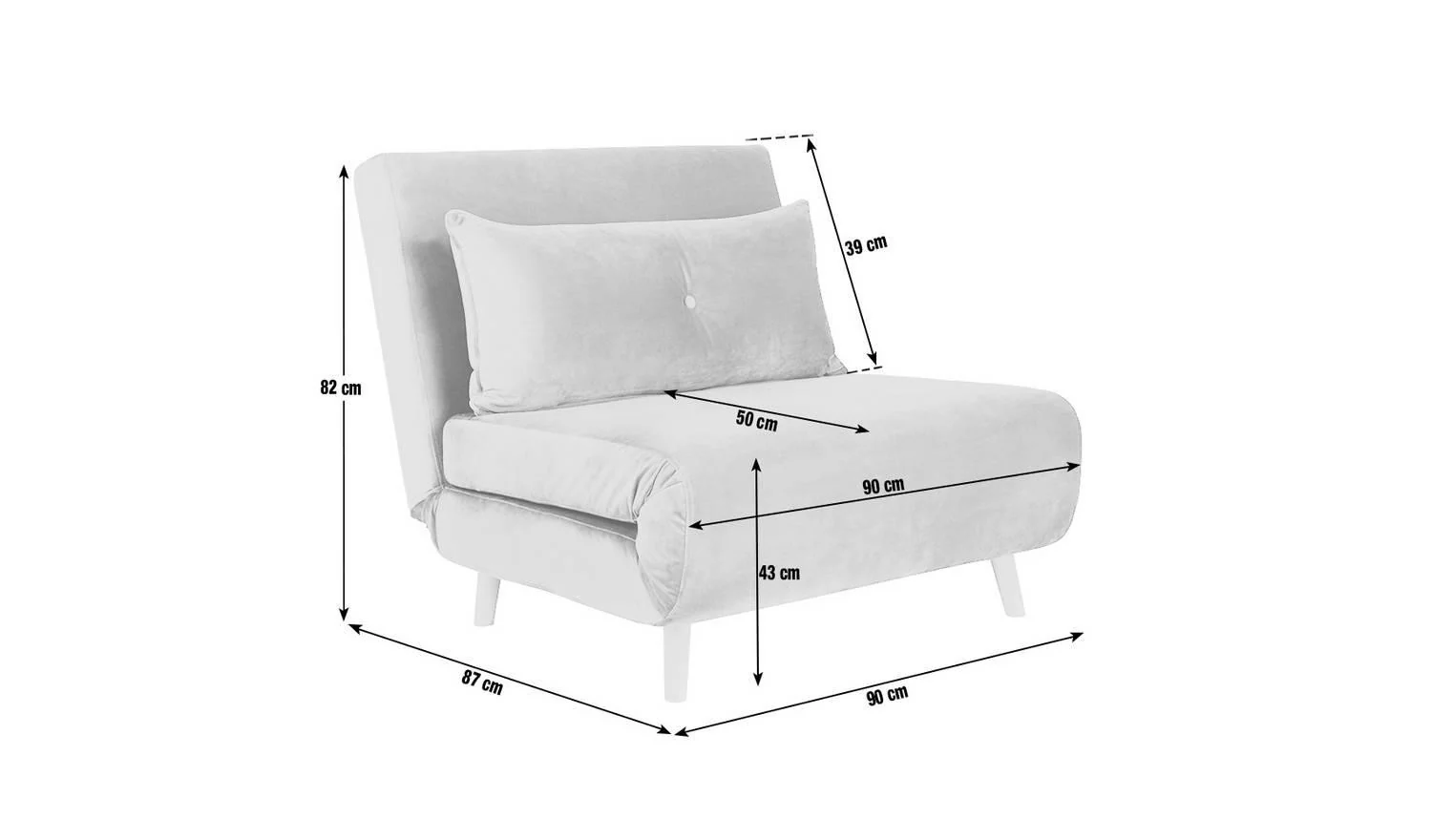 Roma Velvet Fabric Chairbed Charcoal Modern Comfortable Lounge - Image 3
